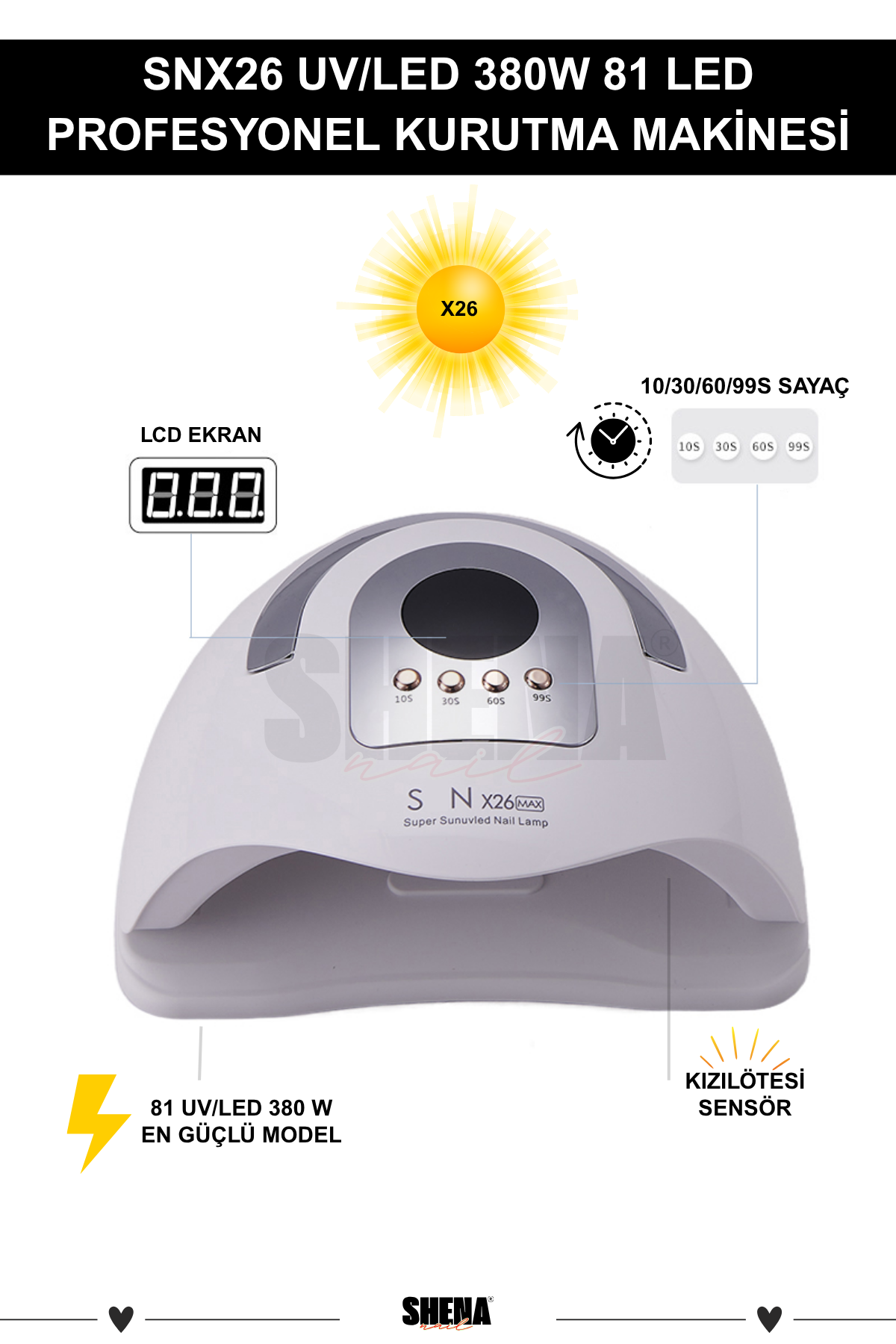 Sun x26 UV Led Kalıcı Oje Kurutucu MakineOcean