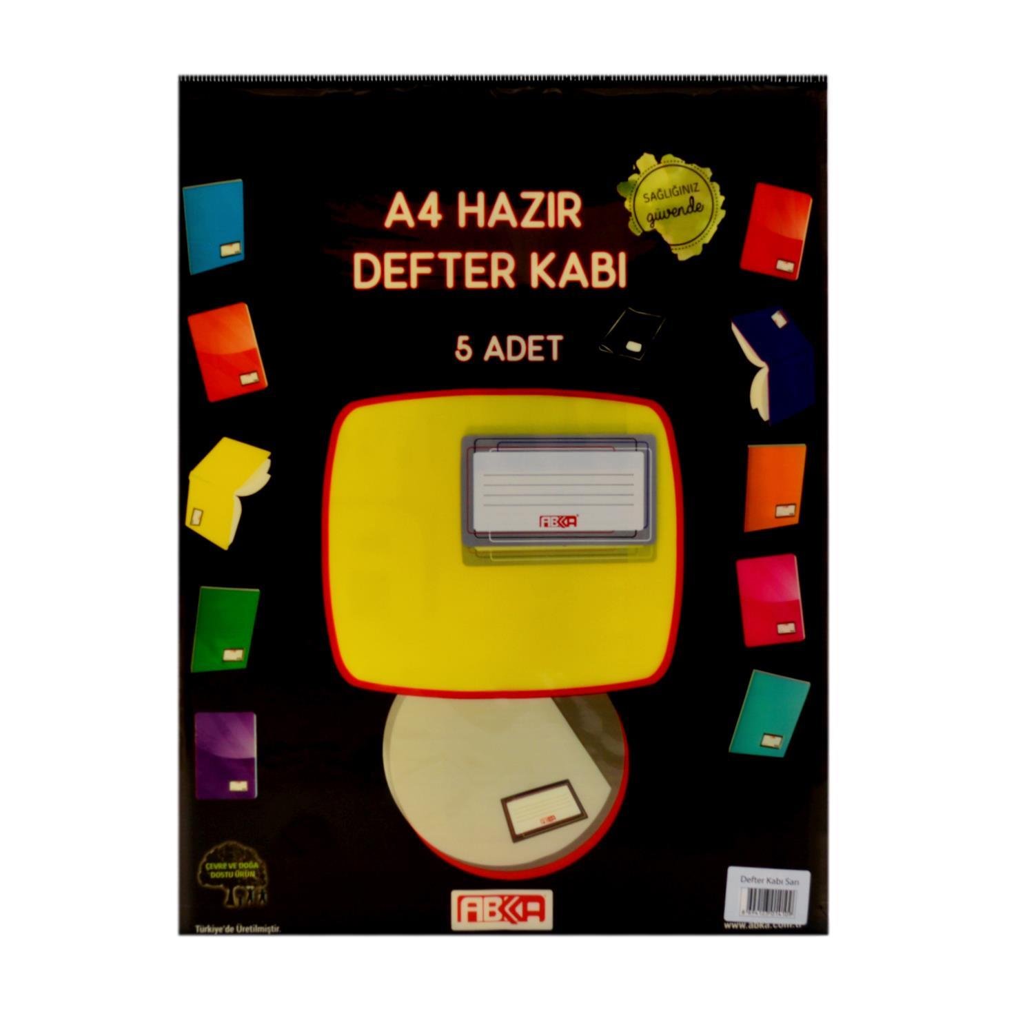 AbkaAbka A4 Hazır Defter Kabı 5 Li Sarı