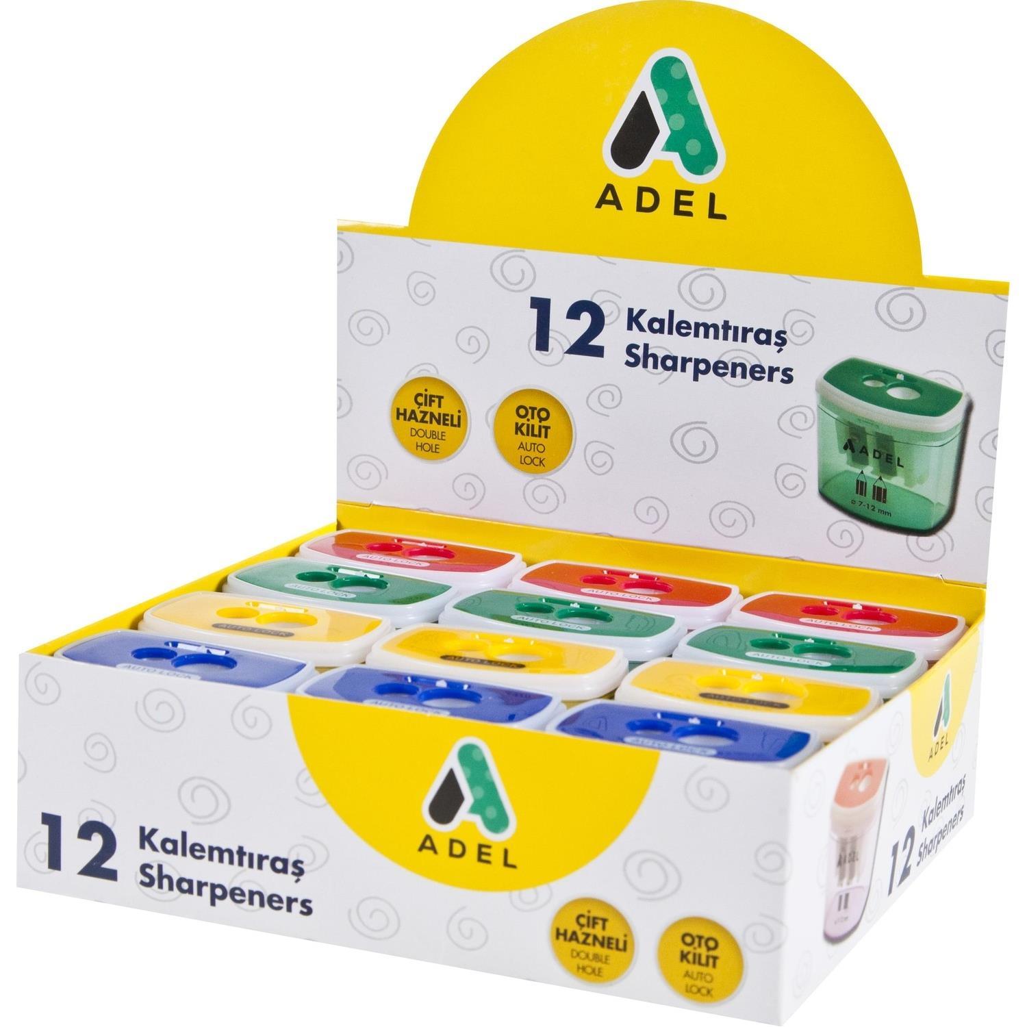 ADELAdel 685 Çift Bıçaklı Auto Lock Kalemtıraş Kutulu 12 Adet