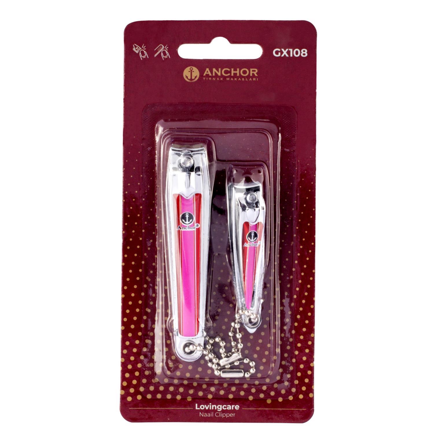 AnchorAnchor Çift Renkli Katelalı Tırnak Makası Seti 2 Li Pembe (GX108) GKH