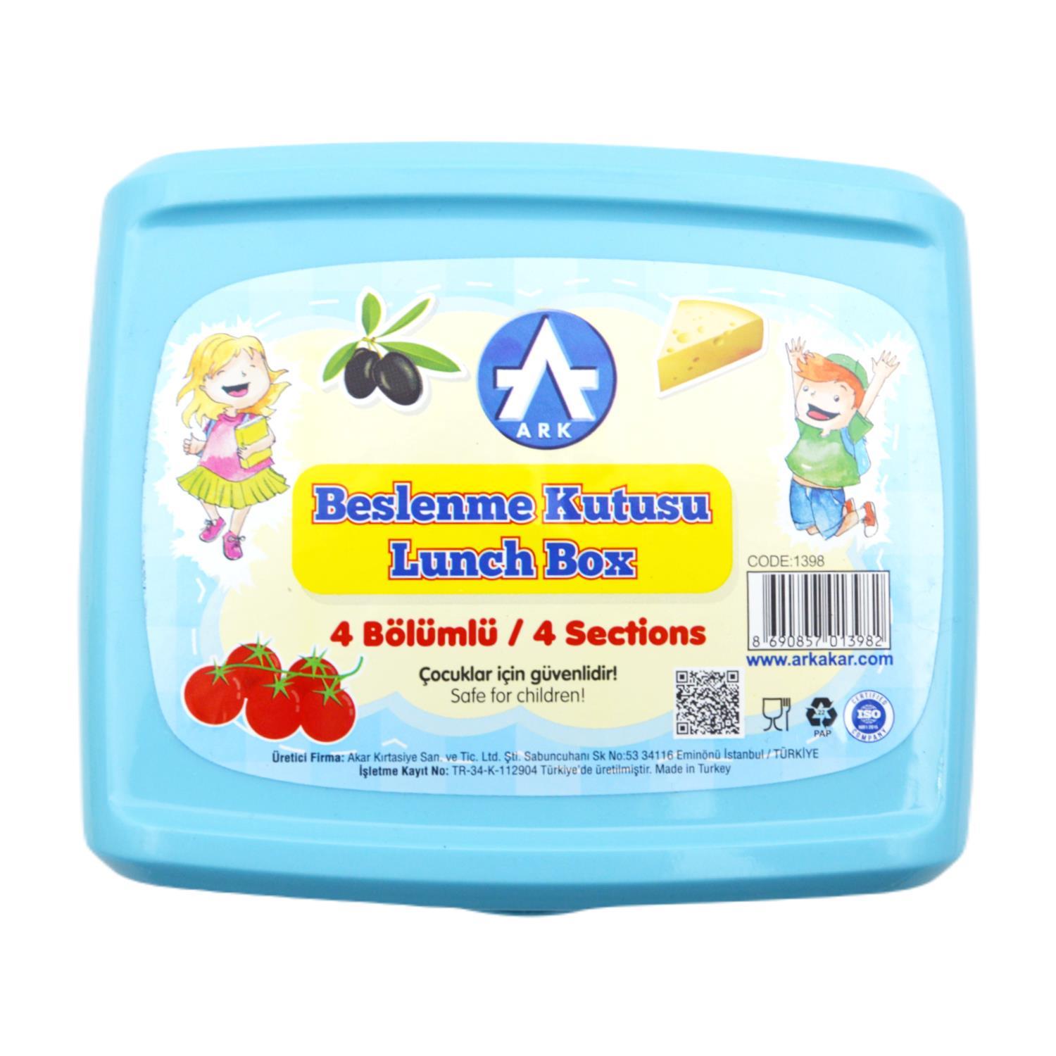 ArkArk Kilitli 4 Bölmeli Beslenme Kutusu Kod:1398