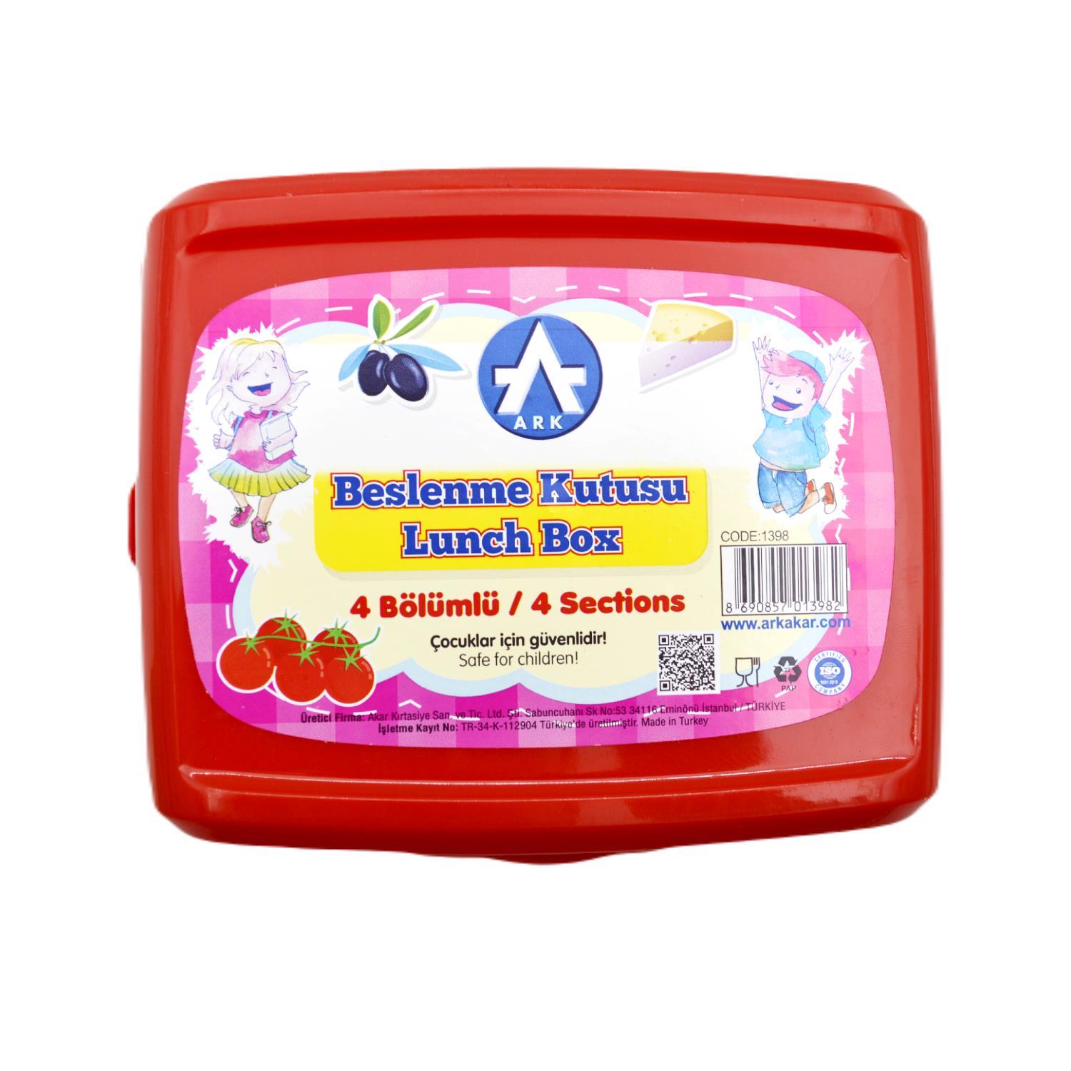 ArkArk Kilitli 4 Bölmeli Beslenme Kutusu Kod:1398
