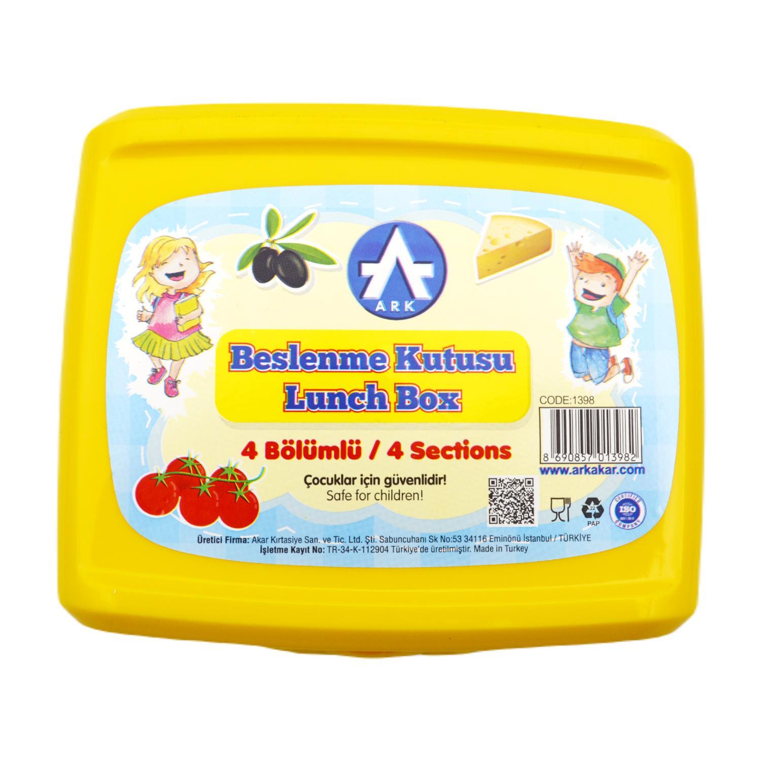 ArkArk Kilitli 4 Bölmeli Beslenme Kutusu Kod:1398