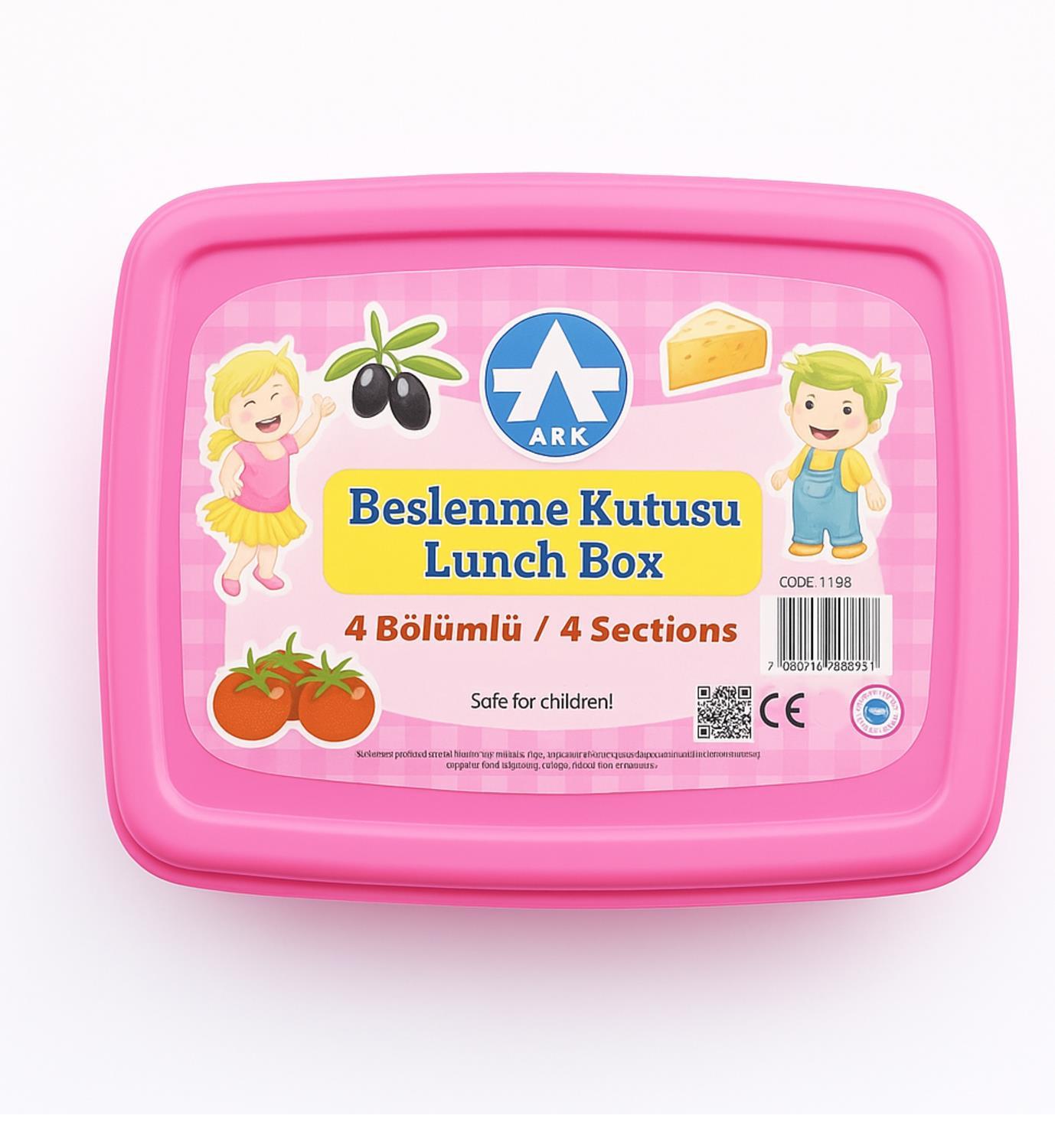 ArkArk Kilitli 4 Bölmeli Beslenme Kutusu Kod:1398