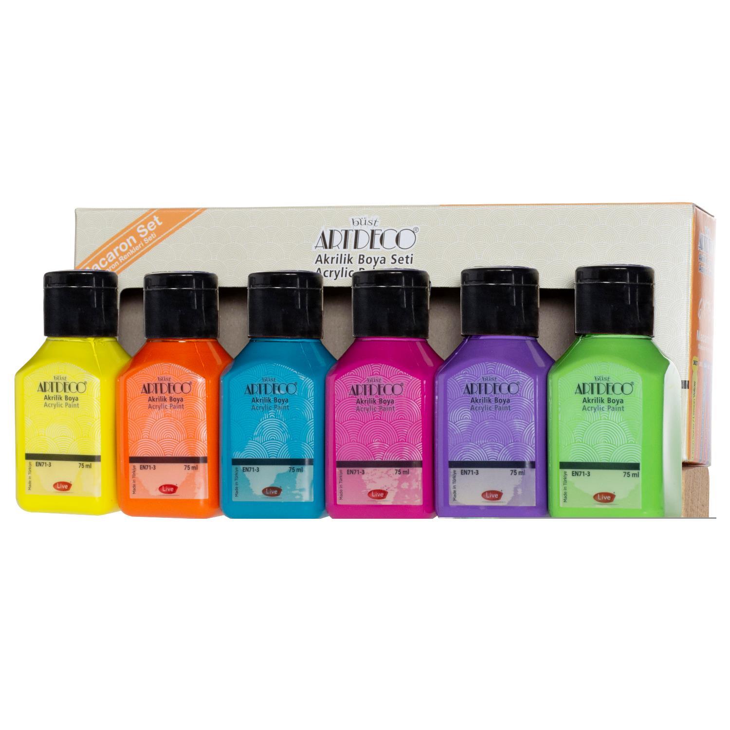 ArtdecoArtdeco Akrilik Boya 6x75 ml Set Makaron Renkler (070I-AS7)