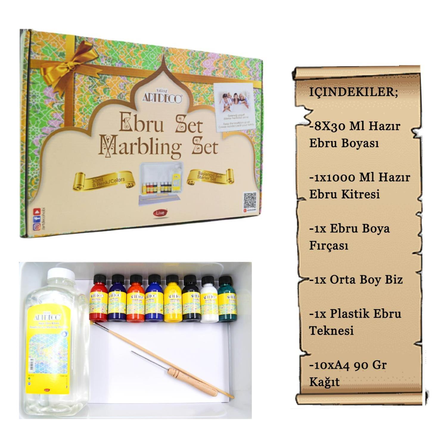 ArtdecoArtdeco Ebru Başlangıç Seti 8 Renk 30 Ml YENİ KUTU