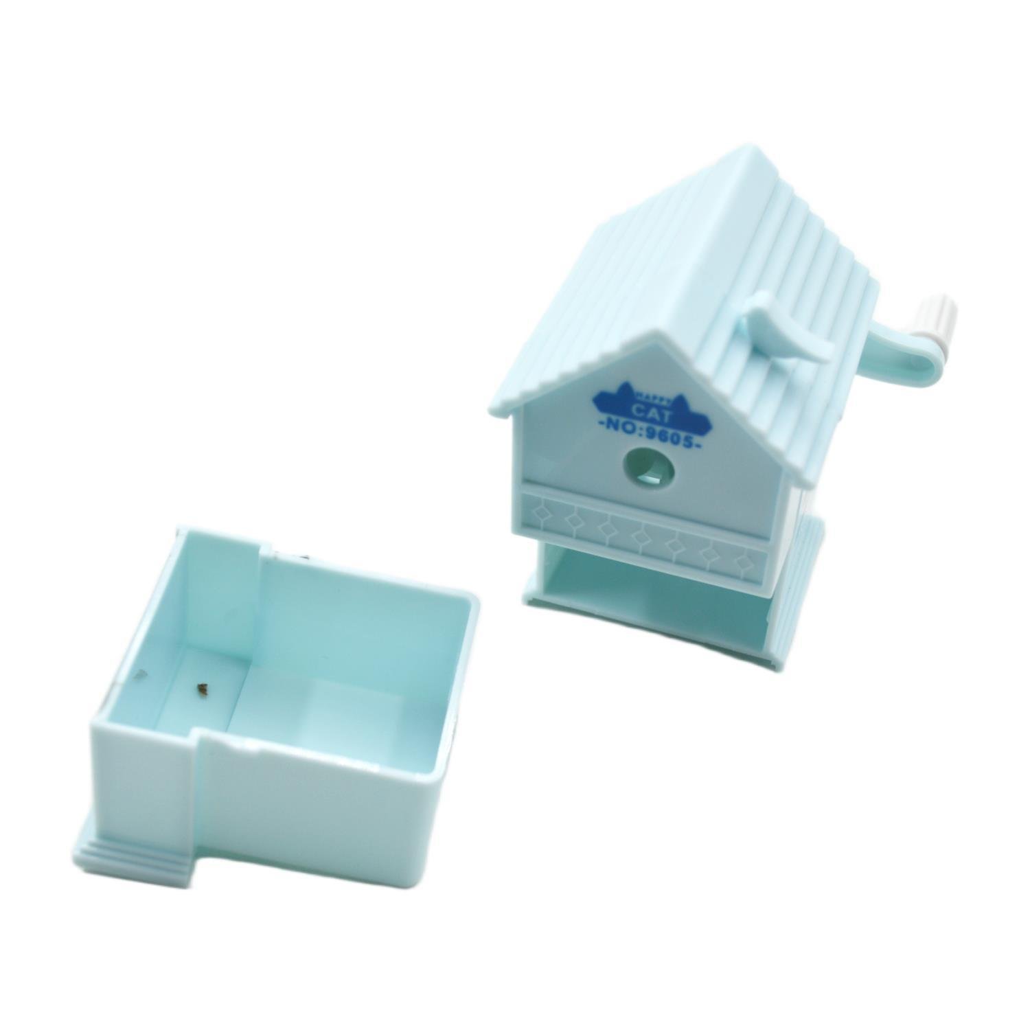 BAFİXBafix Dream Cabin Ev Şekilli Masaüstü Kollu Kalemtıraş Mavi Kedi 9605
