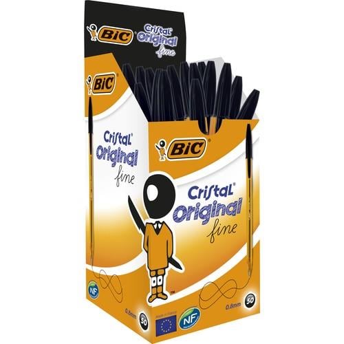 BicBic Cristal Fine Tükenmez Kalem Siyah 50'Li Kutu