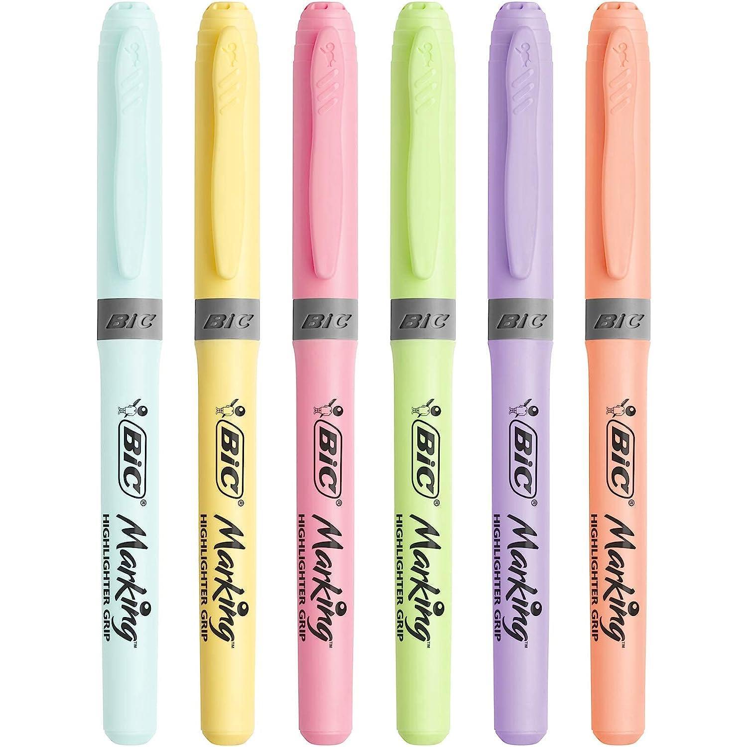 BicBic Highlighter Grip Kalem Tipi Pastel Fosforlu Kalem 6 Renk Blister