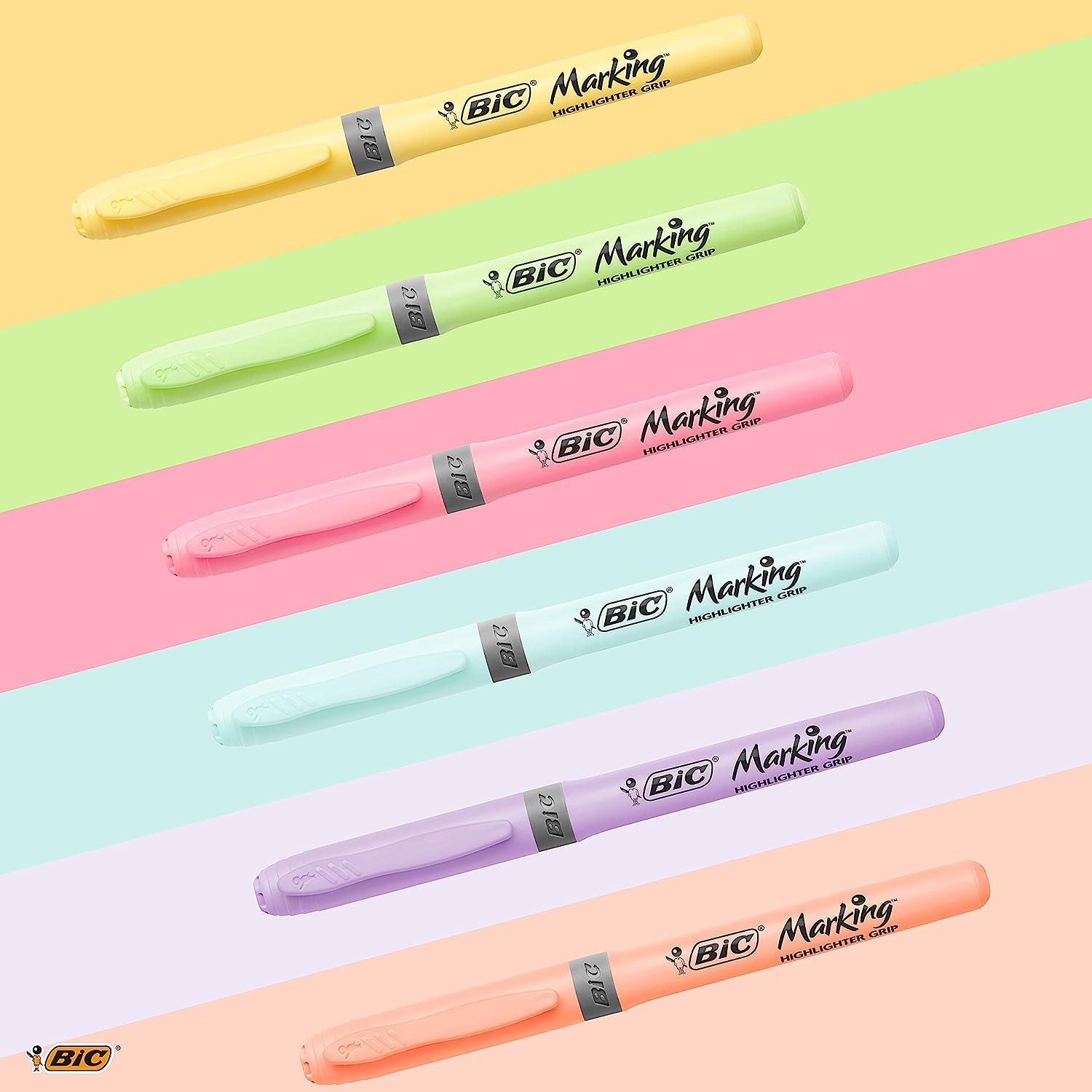 BicBic Highlighter Grip Kalem Tipi Pastel Fosforlu Kalem 6 Renk Blister