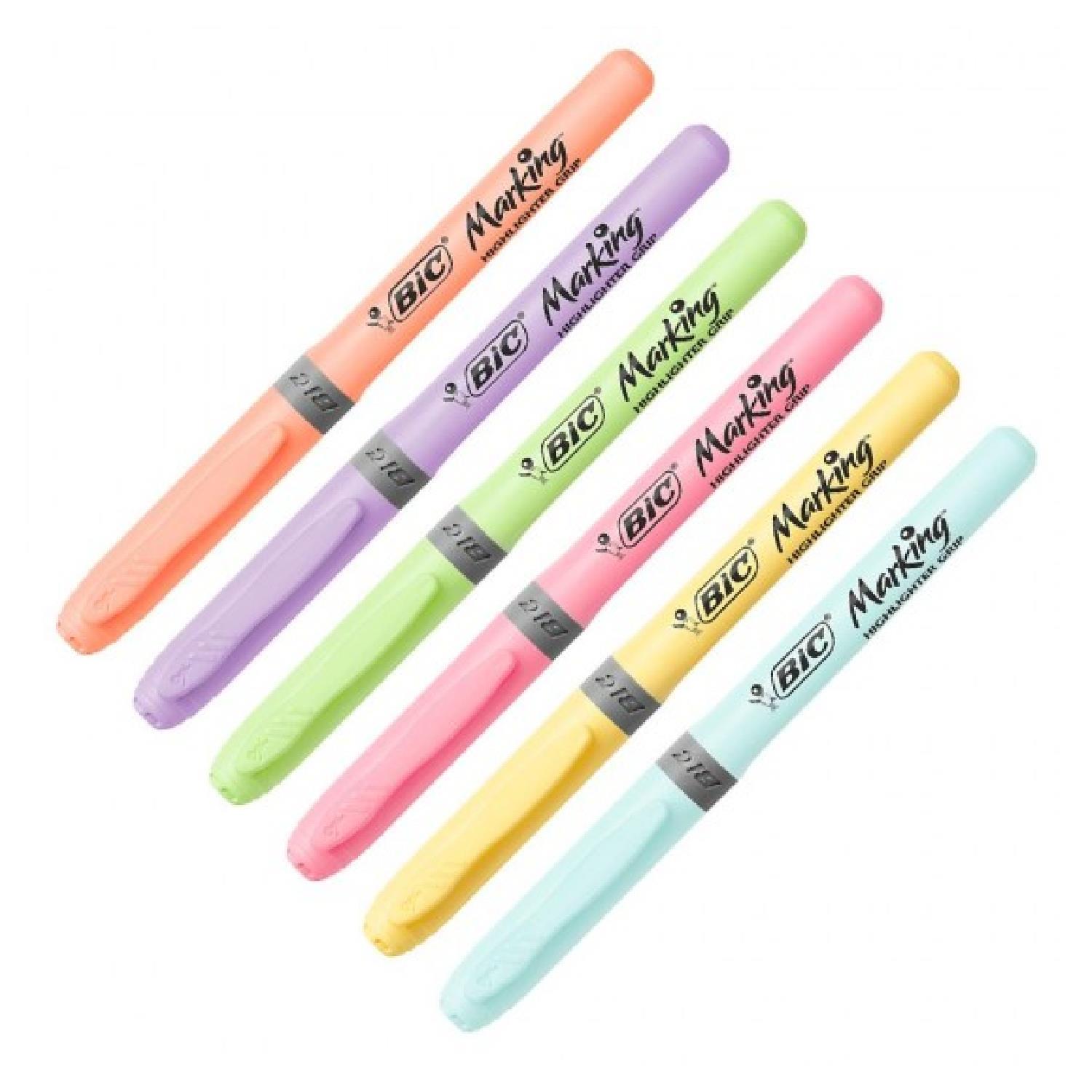 BicBic Highlighter Grip Kalem Tipi Pastel Fosforlu Kalem 6 Renk Blister