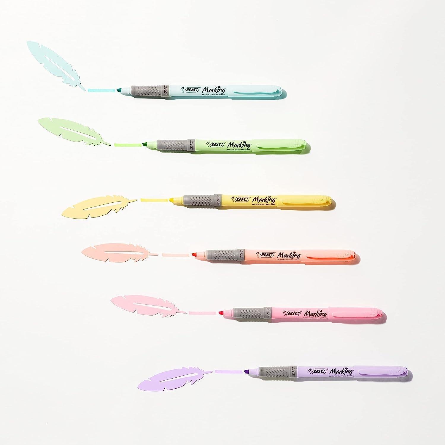 BicBic Highlighter Grip Kalem Tipi Pastel Fosforlu Kalem 6 Renk Blister