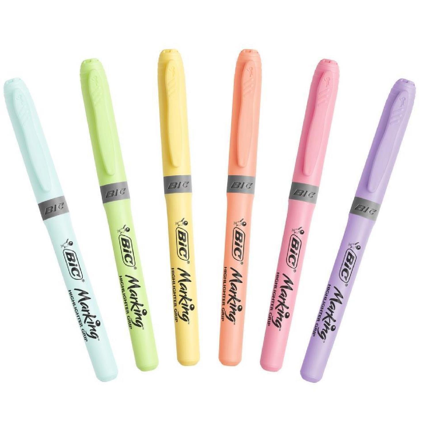 BicBic Highlighter Grip Kalem Tipi Pastel Fosforlu Kalem 6 Renk Blister