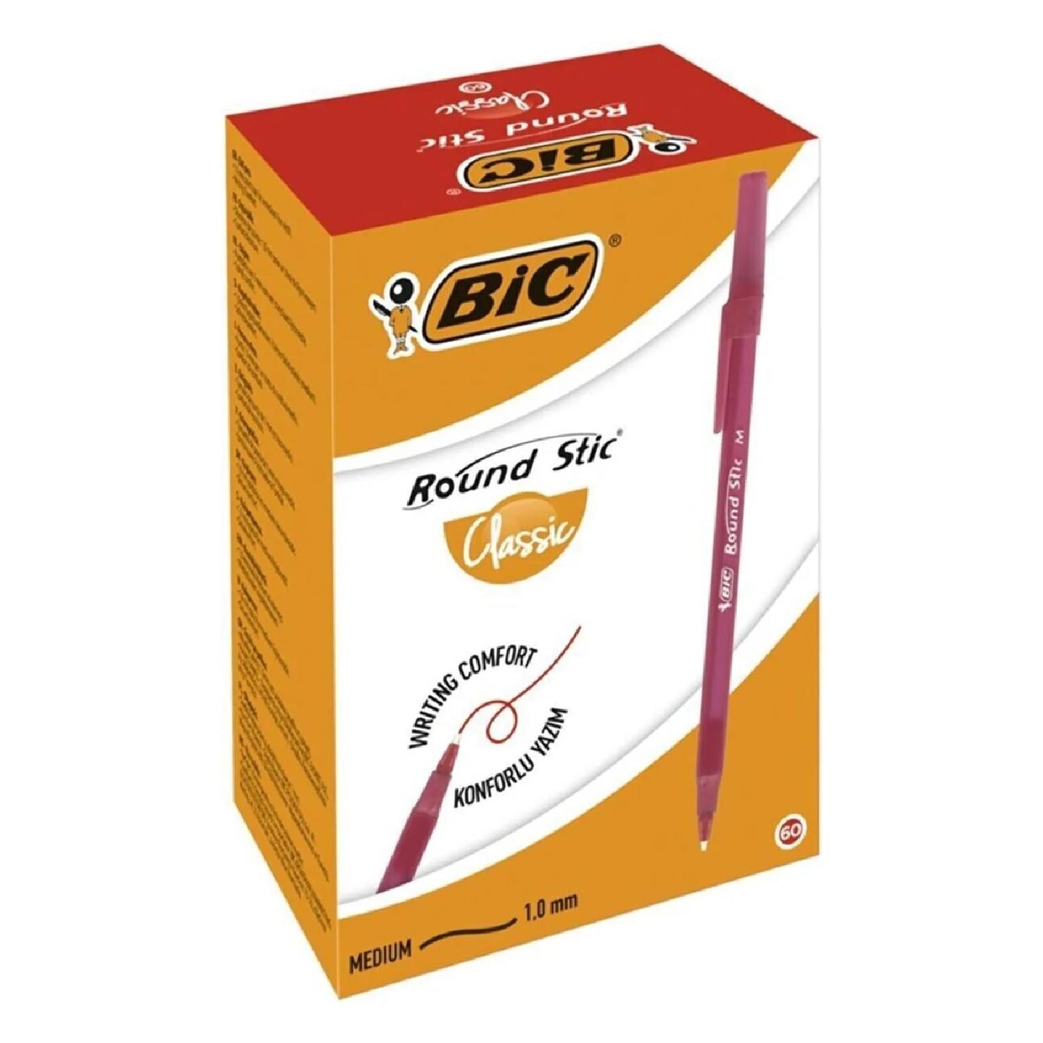 BicBic Round Stick Tükenmez Kalem 60 Lı Kutu Mavi Siyah Kırmızı