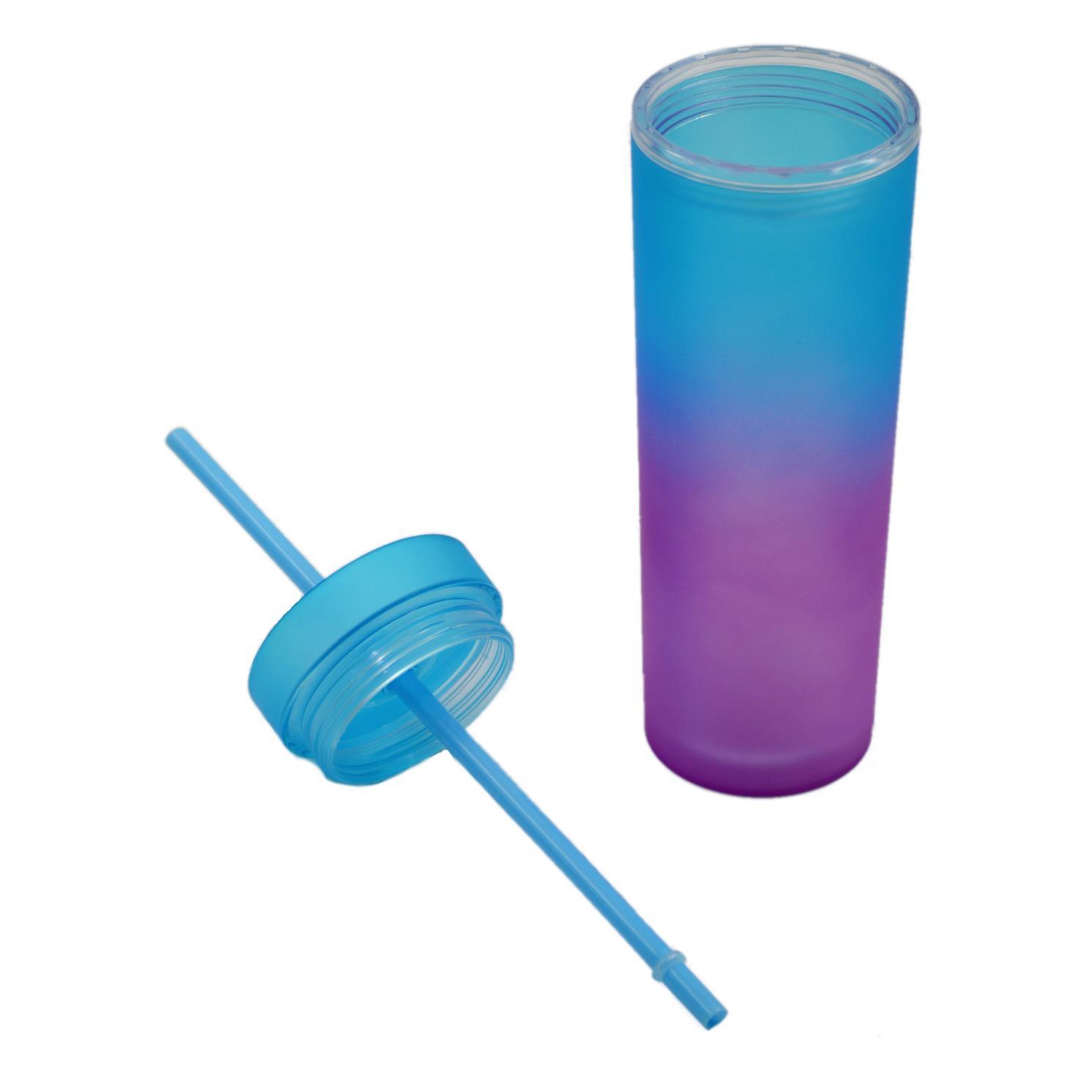 BottleBossBottleBoss Çift Katmanlı Pipetli Çift Renkli Sızdırmaz Bardak Matara 480 Ml Mavi