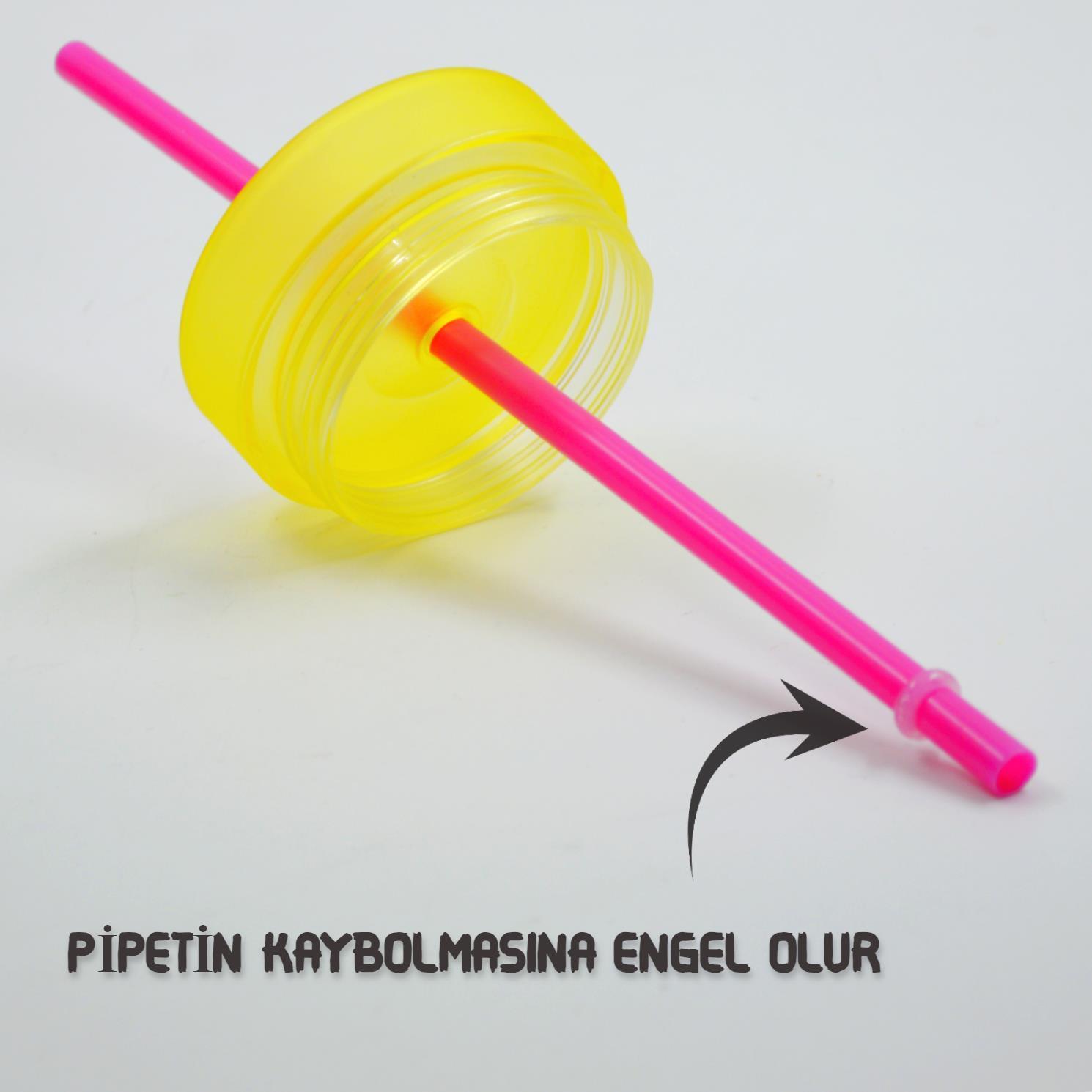 BottleBossBottleBoss Çift Katmanlı Pipetli Çift Renkli Sızdırmaz Bardak Matara 480 Ml Sarı