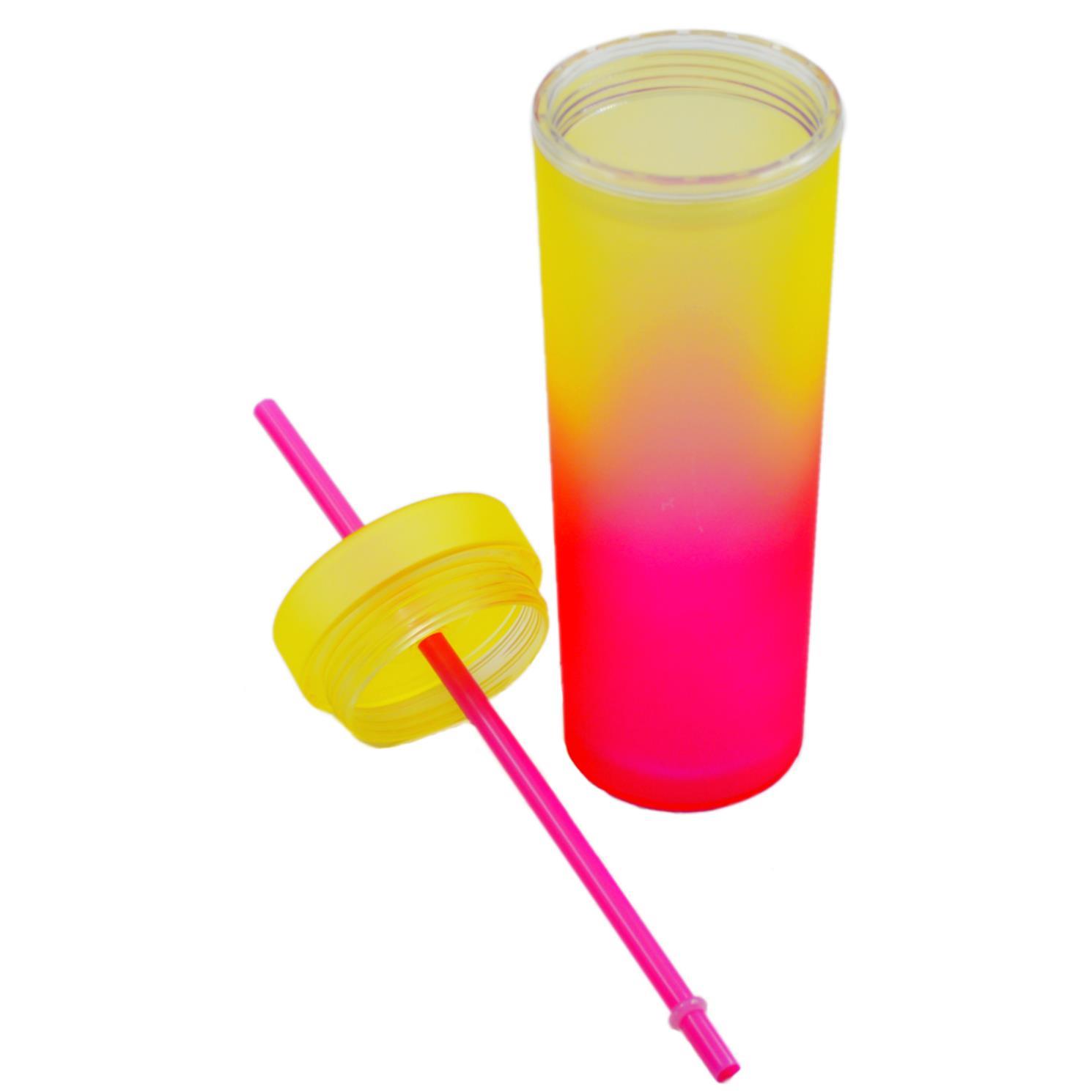 BottleBossBottleBoss Çift Katmanlı Pipetli Çift Renkli Sızdırmaz Bardak Matara 480 Ml Sarı