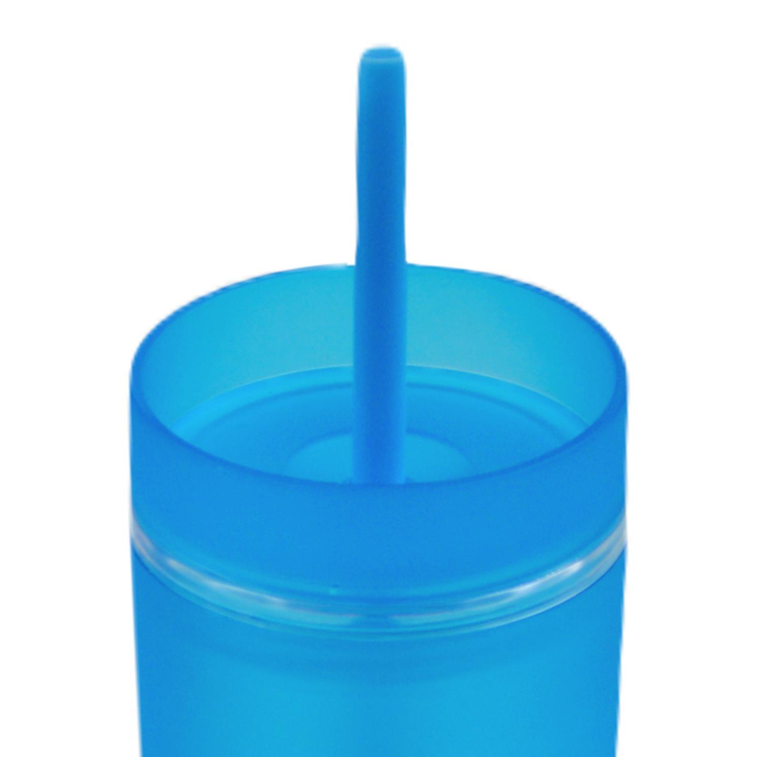 BottleBossBottleBoss Çift Katmanlı Pipetli Çift Renkli Sızdırmaz Bardak Matara 480 Ml Mavi