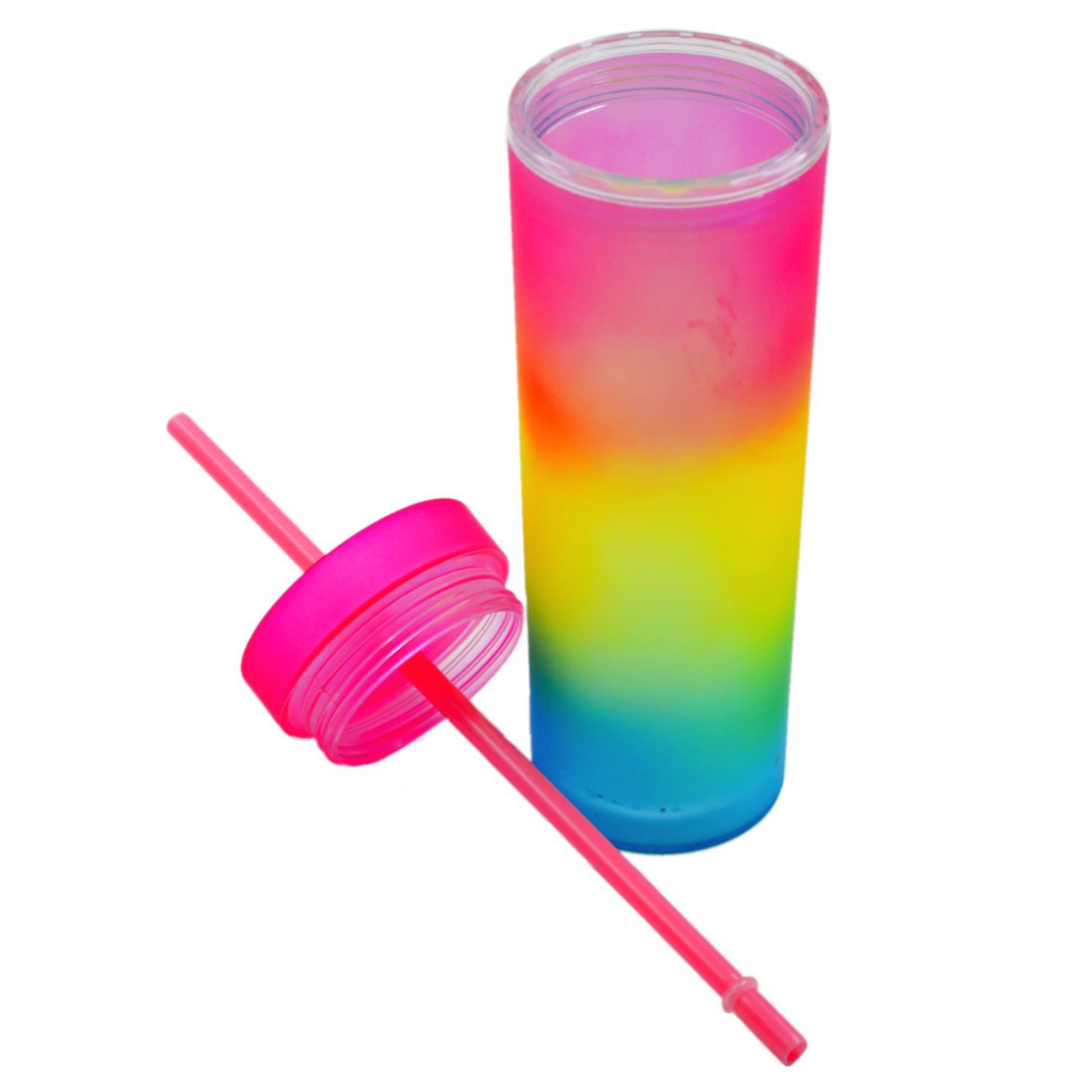 BottleBossBottleBoss Çift Katmanlı Pipetli Çift Renkli Sızdırmaz Bardak Matara 480 Ml Pembe