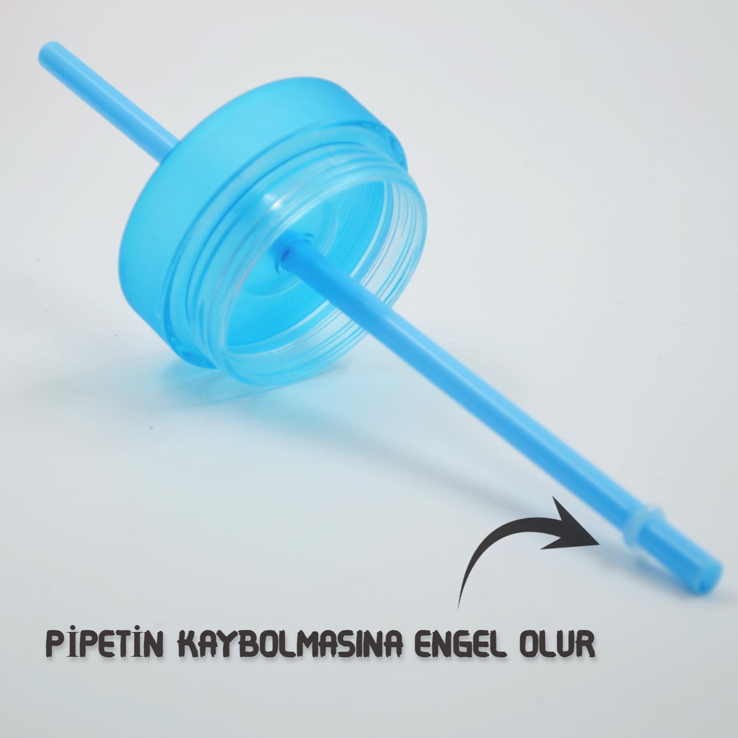 BottleBossBottleBoss Çift Katmanlı Pipetli Çift Renkli Sızdırmaz Bardak Matara 480 Ml Mavi