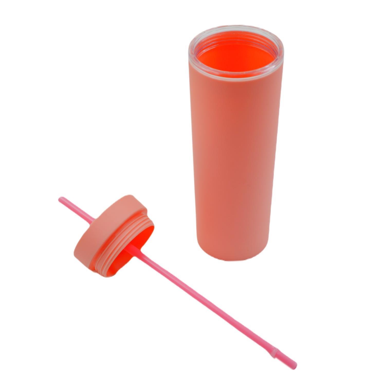 BottleBossBottleBoss Çift Katmanlı Pipetli Sızdırmaz Kapak Bardak Matara 480 Ml Pembe