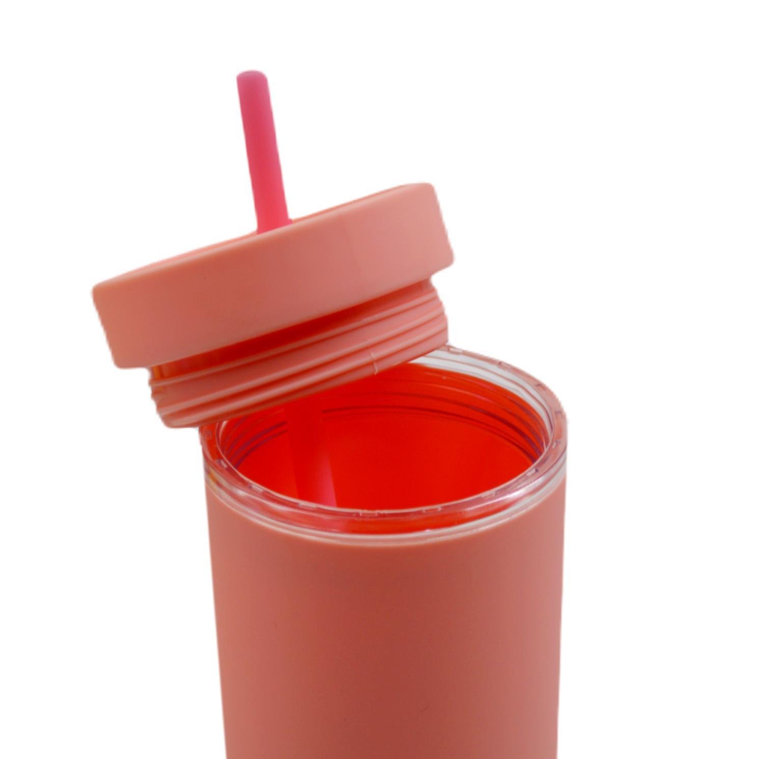 BottleBossBottleBoss Çift Katmanlı Pipetli Sızdırmaz Kapak Bardak Matara 480 Ml Pembe