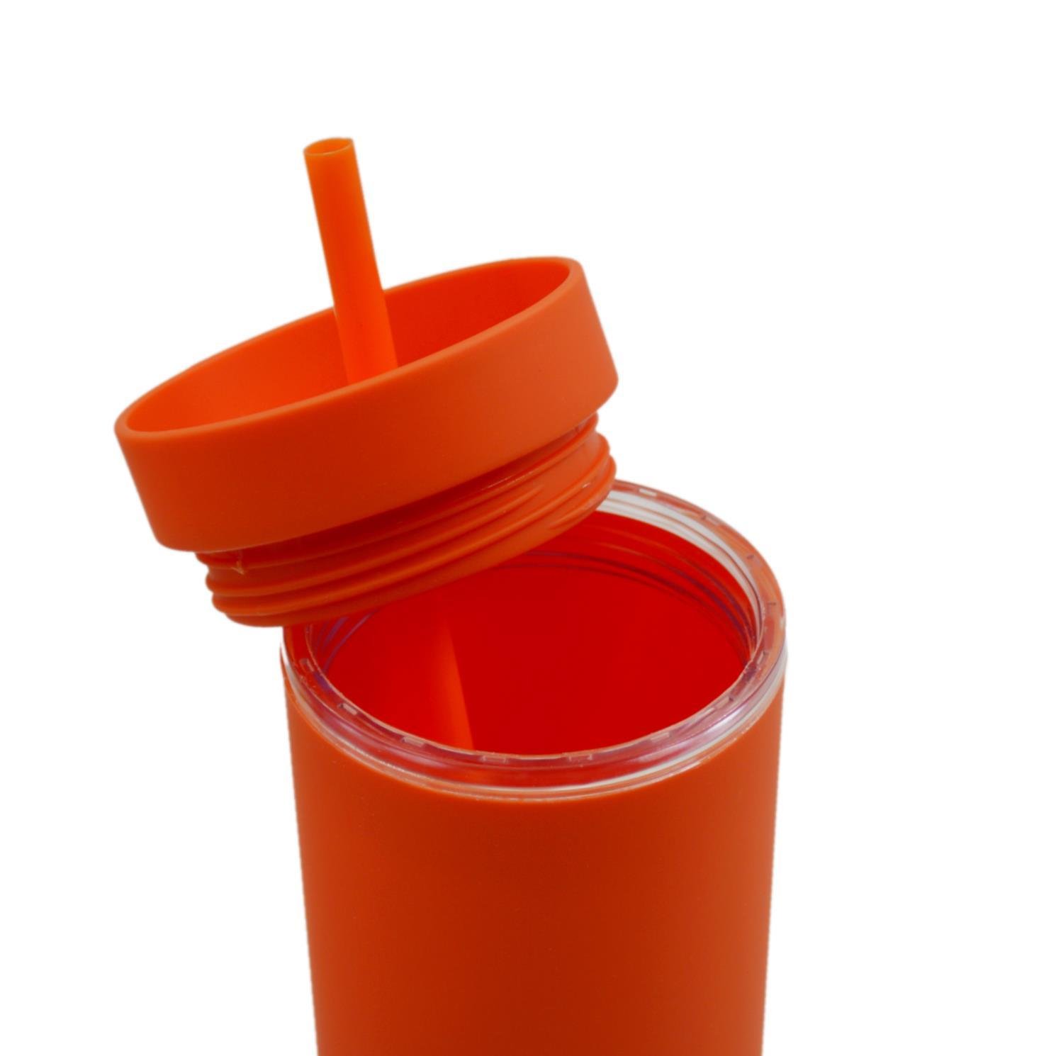 BottleBossBottleBoss Çift Katmanlı Pipetli Sızdırmaz Kapak Bardak Matara 480 Ml Turuncu