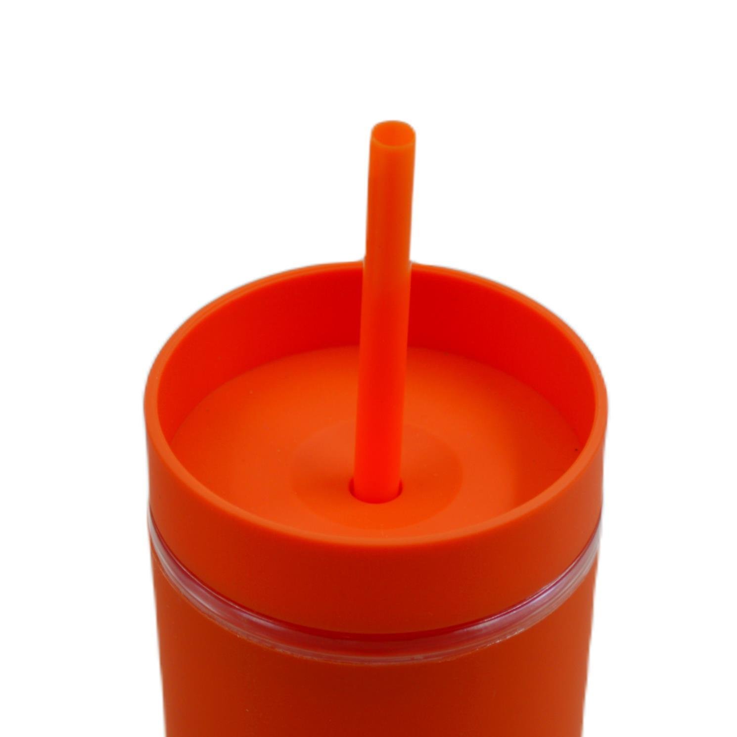 BottleBossBottleBoss Çift Katmanlı Pipetli Sızdırmaz Kapak Bardak Matara 480 Ml Turuncu