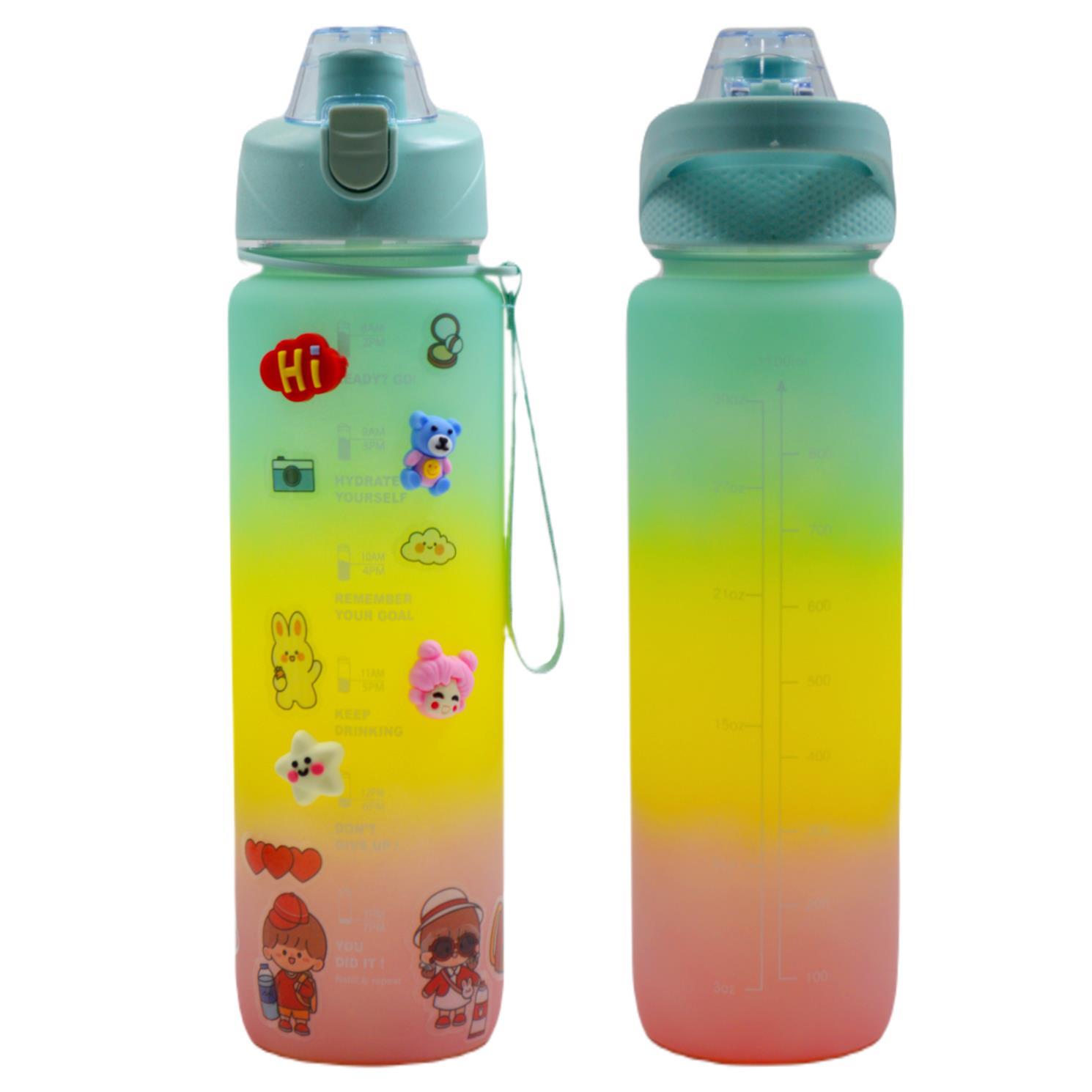 BottleBossBottleBoss Pastel Renk Geçişli Sızdırmaz Kapak Motivasyon Matarası 1100 Ml Sticker HEDİYELİ Yeşil