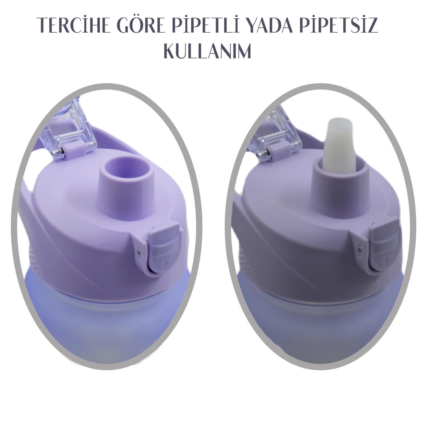 BottleBossBottleBoss Pastel Renk Geçişli Sızdırmaz Kapak Motivasyon Matarası 1100 Ml Sticker HEDİYELİ Mor