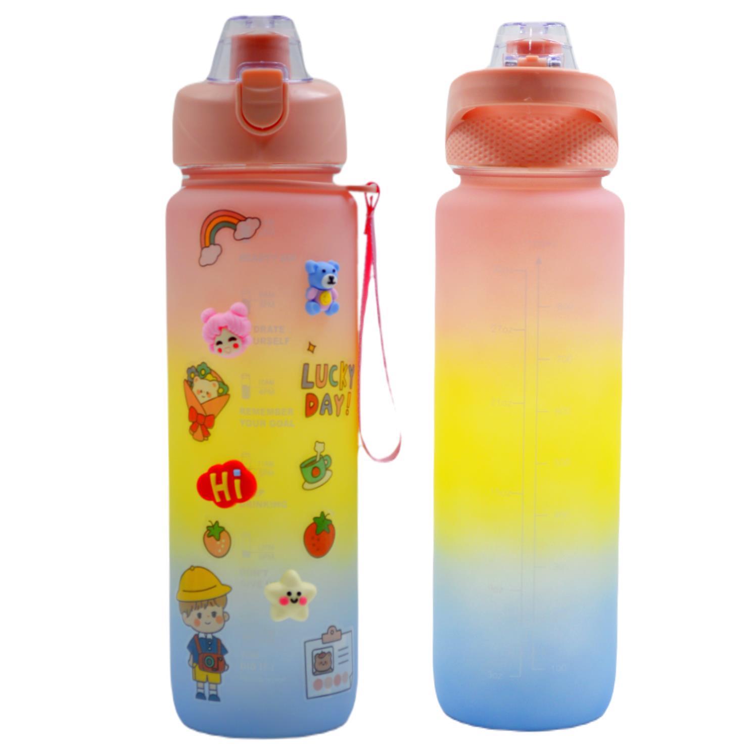 BottleBossBottleBoss Pastel Renk Geçişli Sızdırmaz Kapak Motivasyon Matarası 1100 Ml Sticker HEDİYELİ Pembe