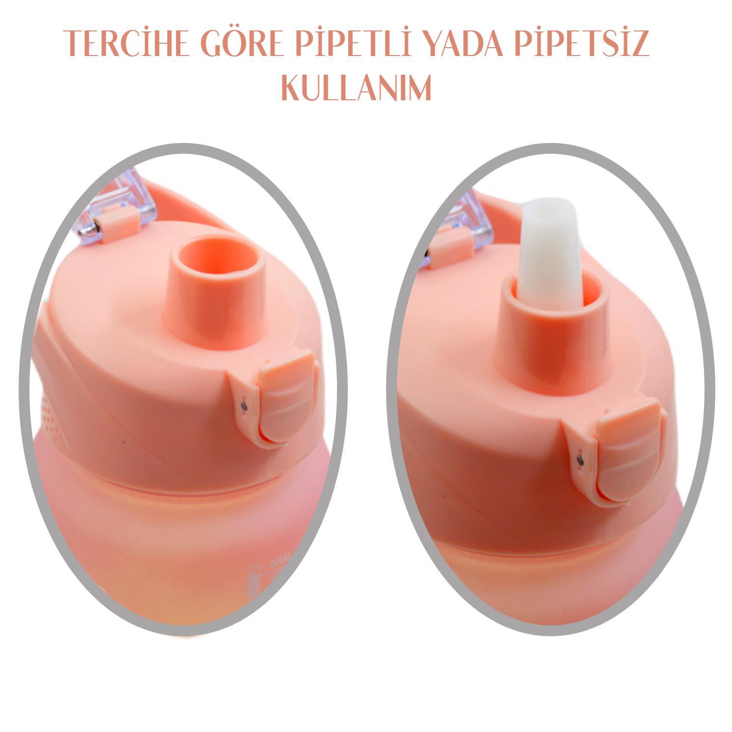 BottleBossBottleBoss Pastel Renk Geçişli Sızdırmaz Kapak Motivasyon Matarası 1100 Ml Sticker HEDİYELİ Pembe