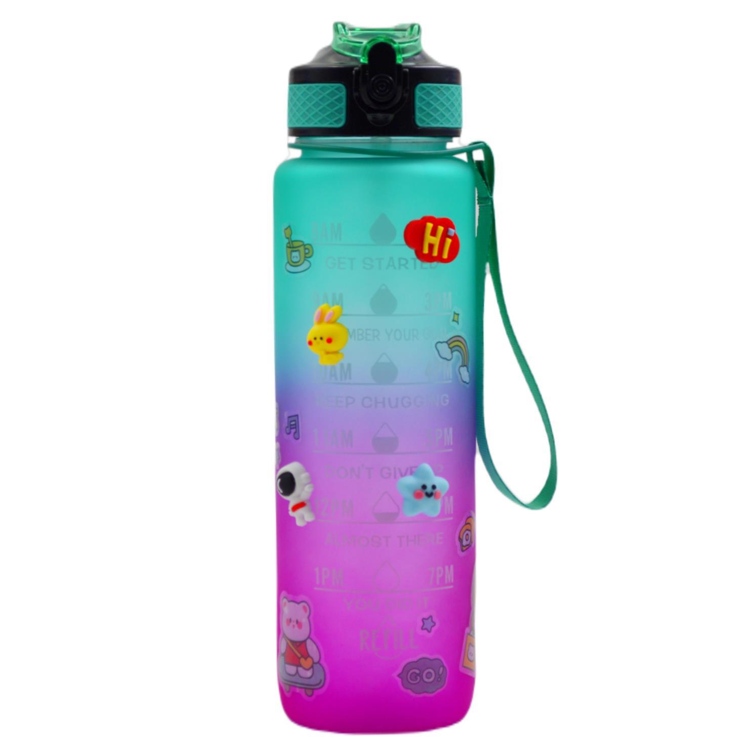 BottleBossBottleBoss Renk Geçişli Sızdırmaz Kapak Motivasyon Matarası 1 Litre Sticker HEDİYELİ Yeşil (BB-89959)YSL