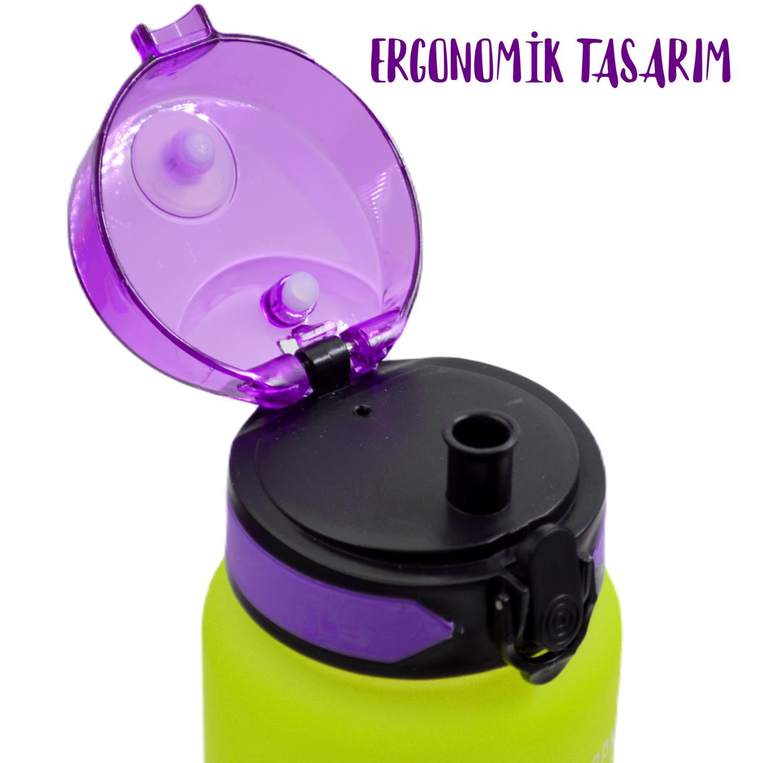 BottleBossBottleBoss Renk Geçişli Sızdırmaz Kapak Motivasyon Matarası 1 Litre Sticker HEDİYELİ Mor (BB-899591)