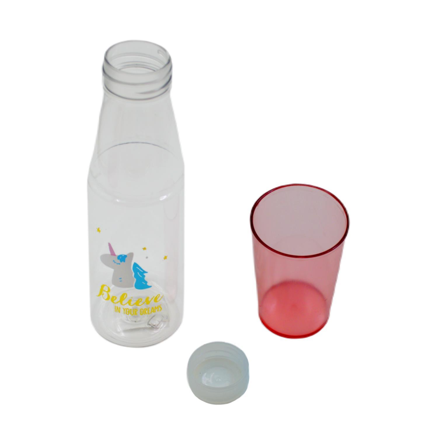 BottleBossBottleBoss Renkli Bardaklı Desenli Sızdırmaz Kapaklı Su Şişesi Matara 600 Ml Pembe