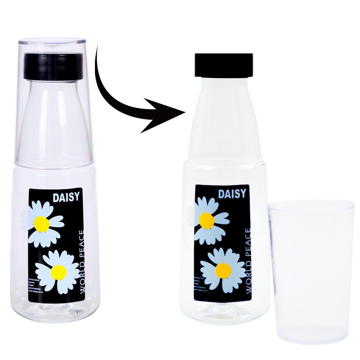 BottleBossBottleBoss Renkli Bardaklı Papatya Desenli Sızdırmaz Kapaklı Su Şişesi Matara 500 Ml