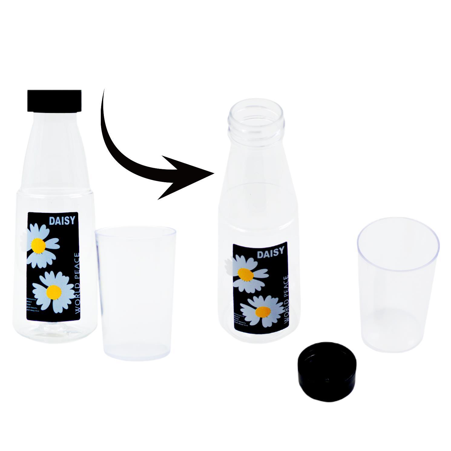 BottleBossBottleBoss Renkli Bardaklı Papatya Desenli Sızdırmaz Kapaklı Su Şişesi Matara 500 Ml