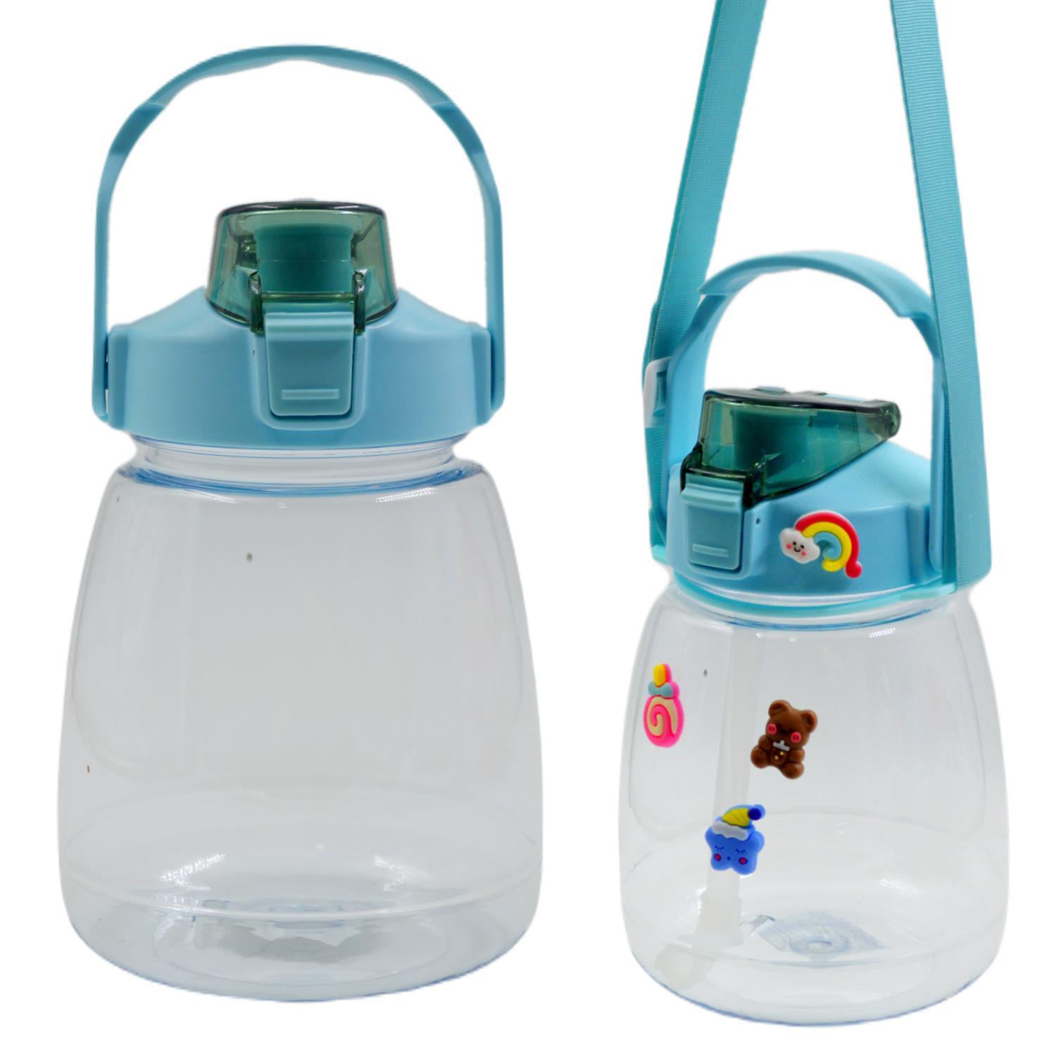 BottleBossBottleBoss Taşıma Askılı Pipetli Şeffaf Matara 1200 Ml Sticker HEDİYELİ Yeşil