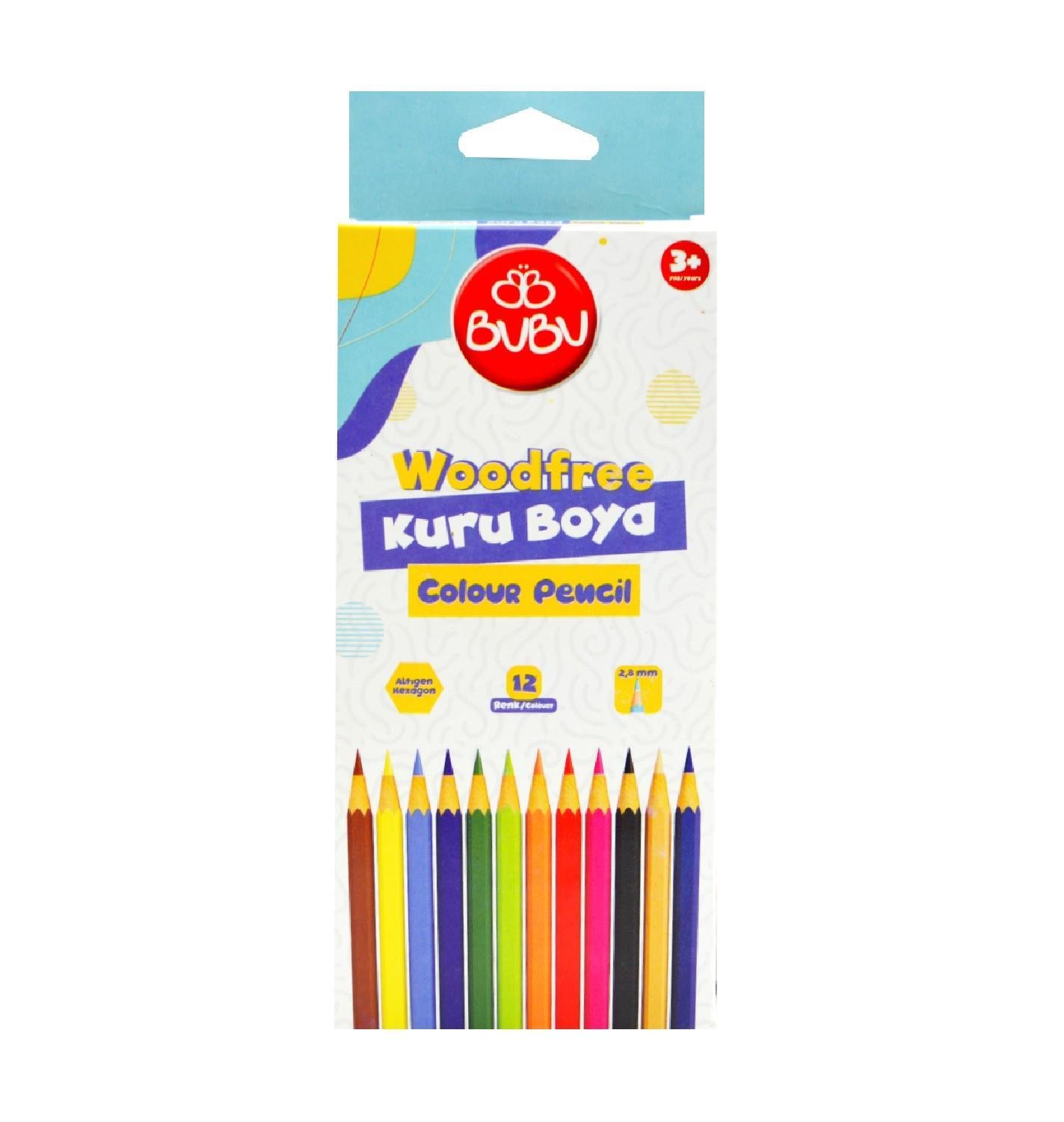 BubuBubu Woodfree Kuru Boya Tam Boy 12 Renk BUBU-KUR001