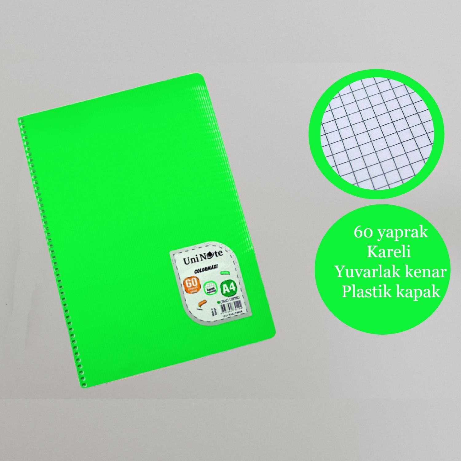 ÇınarÇınar Colormaxi A4 60 Yaprak Plastik Kapak Spiralli Defter Kareli (73014) 1 Adet