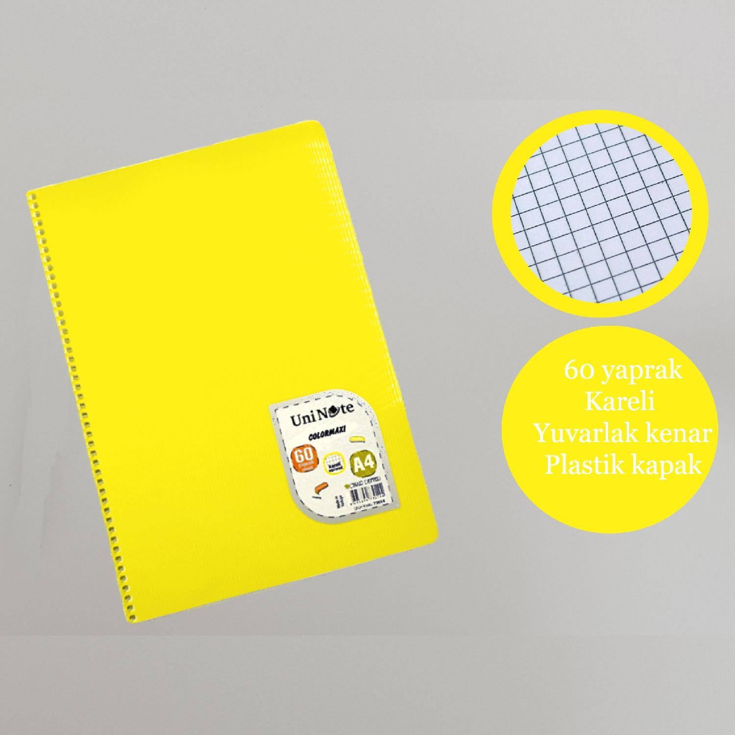 ÇınarÇınar Colormaxi A4 60 Yaprak Plastik Kapak Spiralli Defter Kareli (73014) 1 Adet
