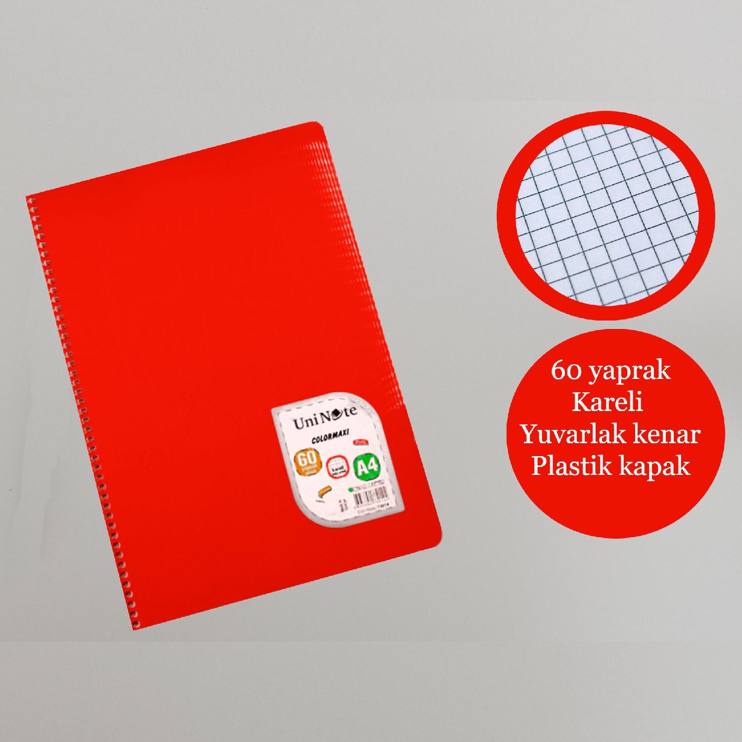 ÇınarÇınar Colormaxi A4 60 Yaprak Plastik Kapak Spiralli Defter Kareli (73014) 1 Adet