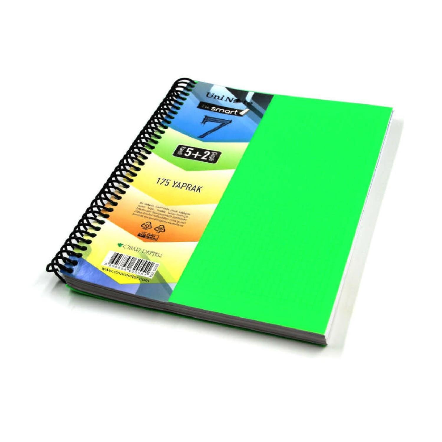 ÇınarÇınar Im Smart A4 175 Yaprak Plastik Kapak Spiralli 5 Kareli + 2 Çizgili Ayraçlı Defter (62055)