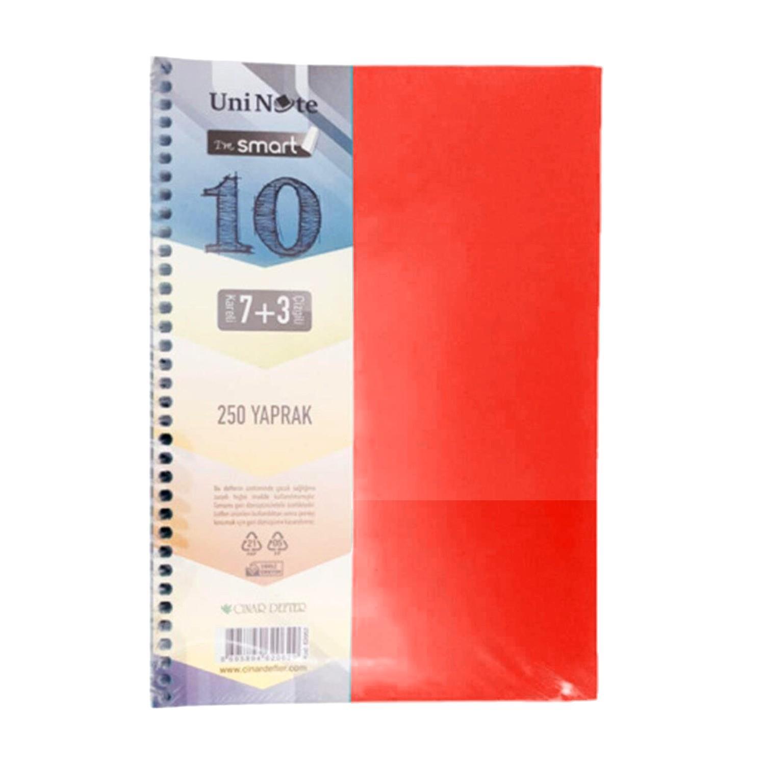 ÇınarÇınar Im Smart A4 250 Yaprak Plastik Kapak Spiralli 7 Kareli + 3 Çizgili Ayraçlı Defter (62062)