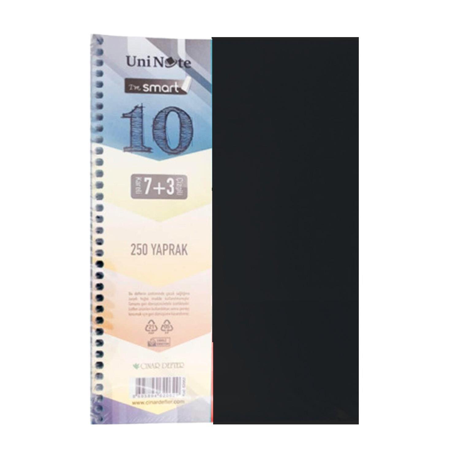 ÇınarÇınar Im Smart A4 250 Yaprak Plastik Kapak Spiralli 7 Kareli + 3 Çizgili Ayraçlı Defter (62062)
