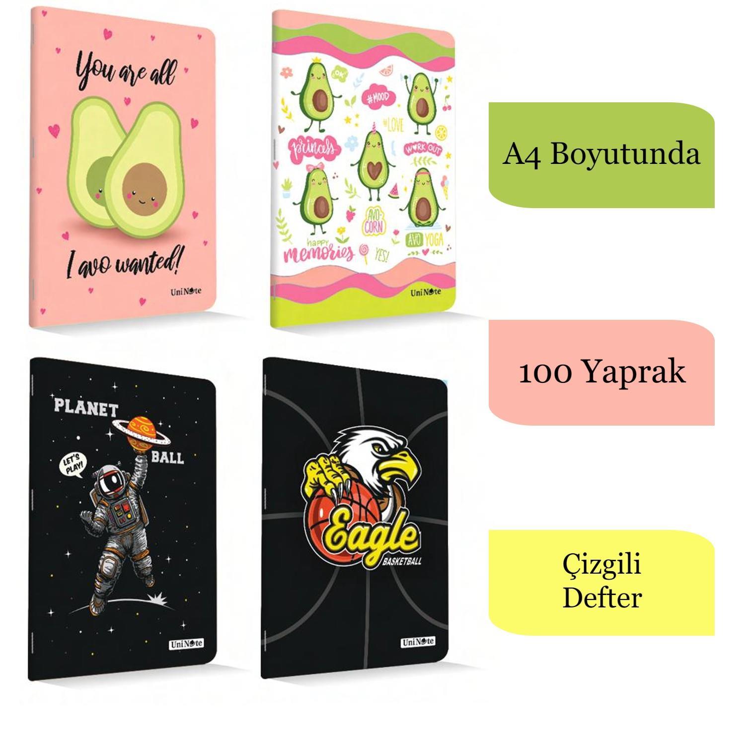 ÇınarÇınar Uninote A4 100 Yaprak Karton Kapak Dikişli Defter