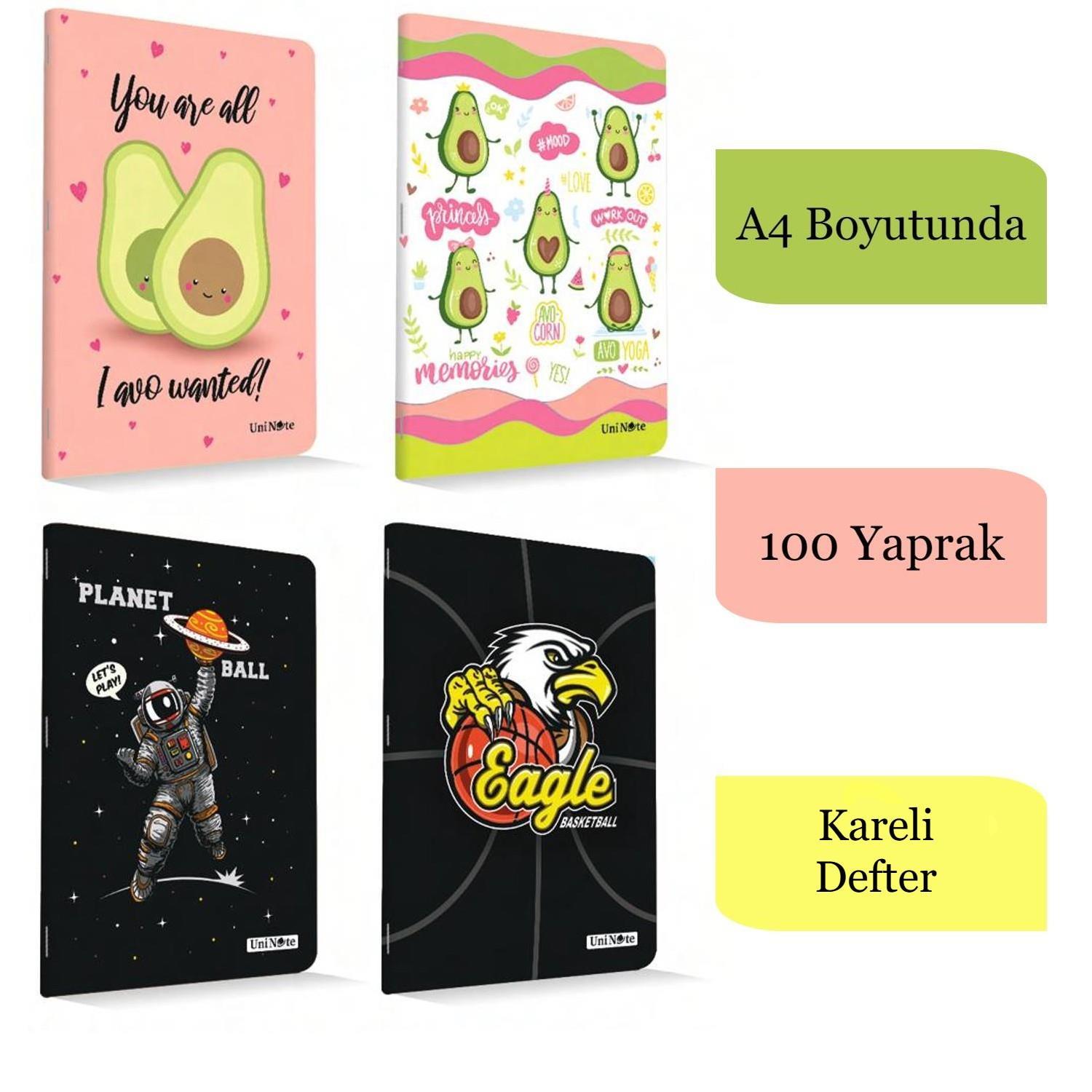 ÇınarÇınar Uninote A4 100 Yaprak Karton Kapak Dikişli Defter