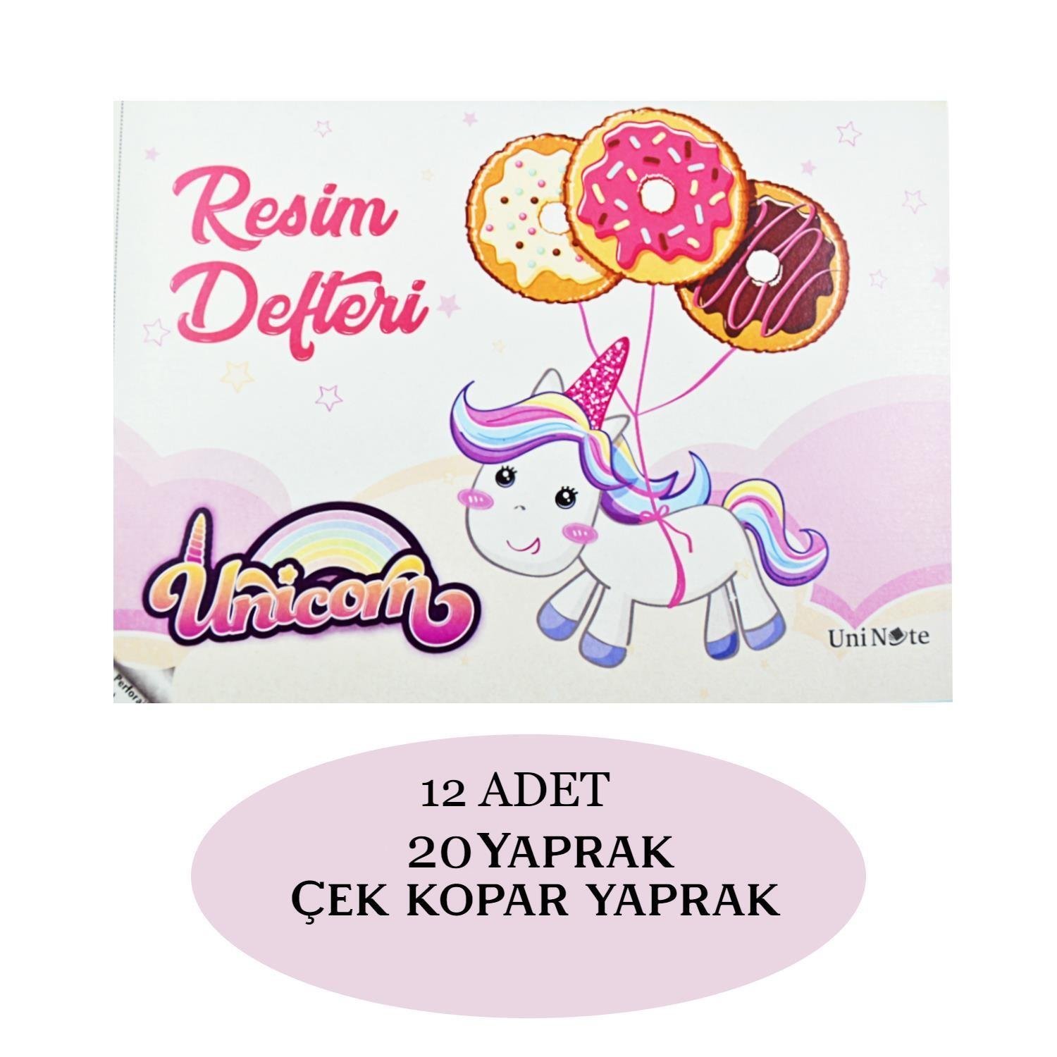 ÇınarÇınar Uninote A4 20 Yaprak Karton Kapak Dikişli Resim Defteri (20000) 12 Adet