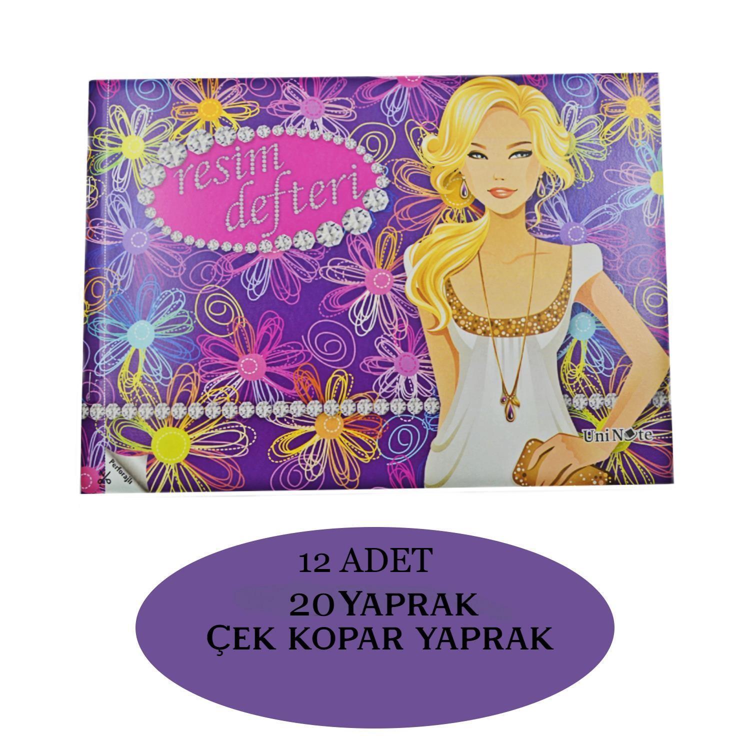 ÇınarÇınar Uninote A4 20 Yaprak Karton Kapak Dikişli Resim Defteri (20000) 12 Adet