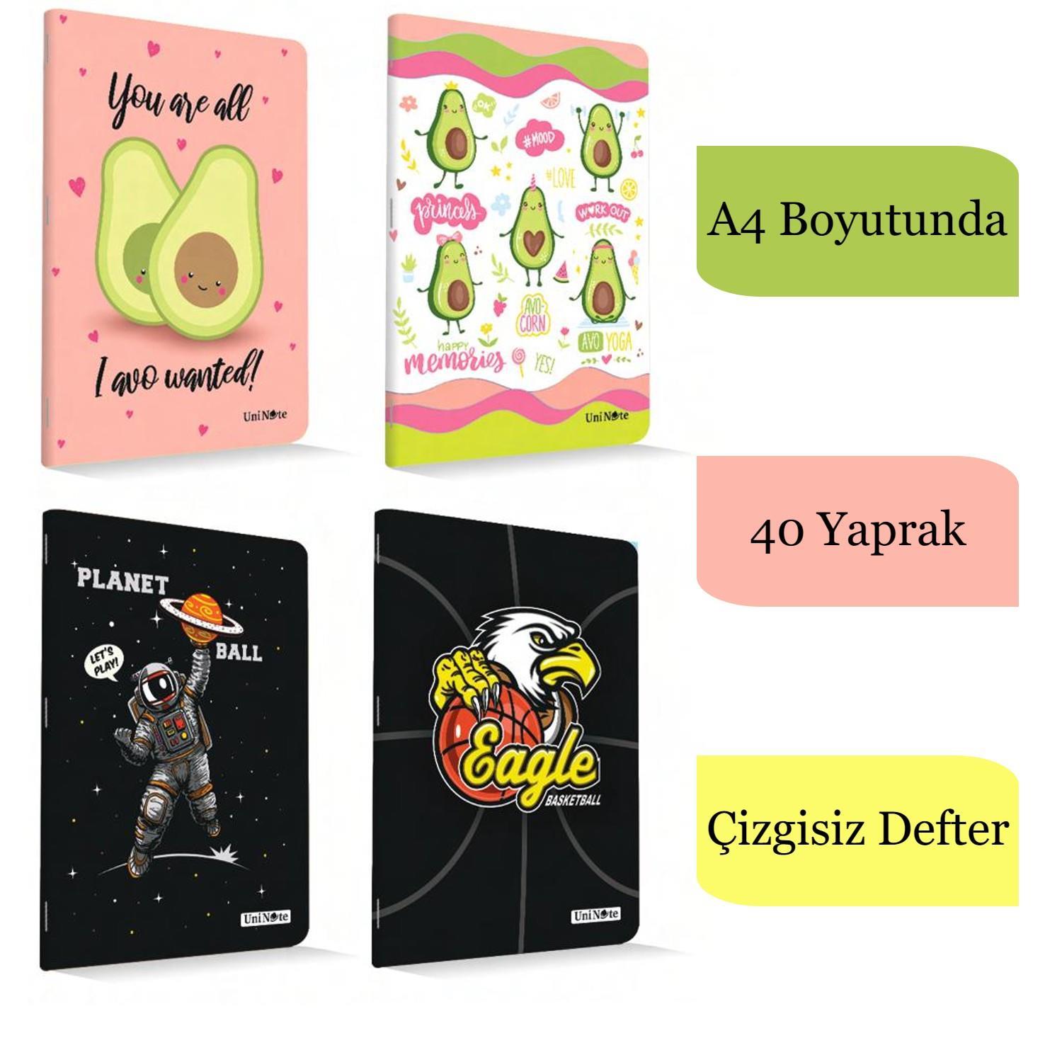 ÇınarÇınar Uninote A4 40 Yaprak Karton Kapak Dikişli Defter